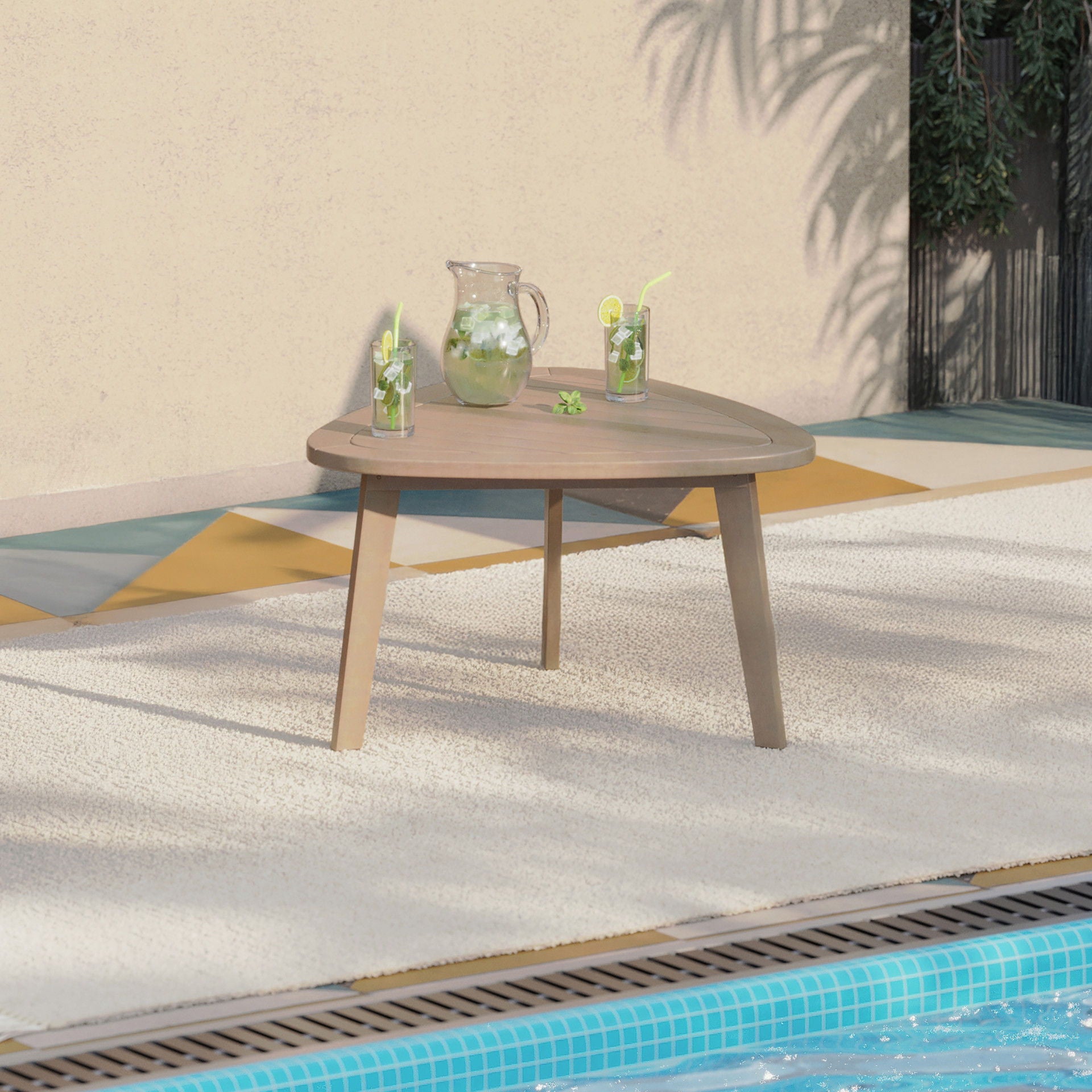 Radius - Patio End Table - Light Brown