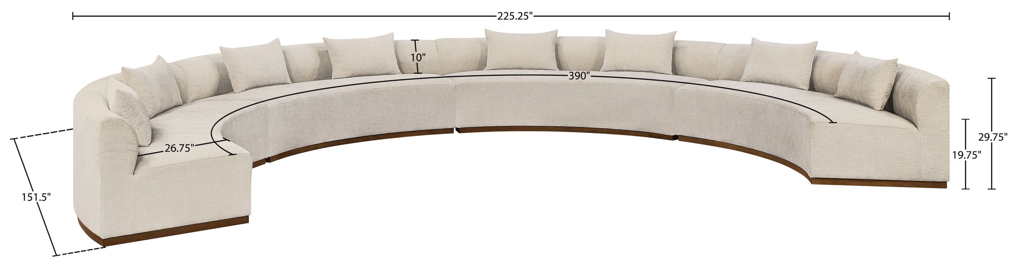 Avanti - Chenille Fabric Upholstered 4 Piece Modular Sectional