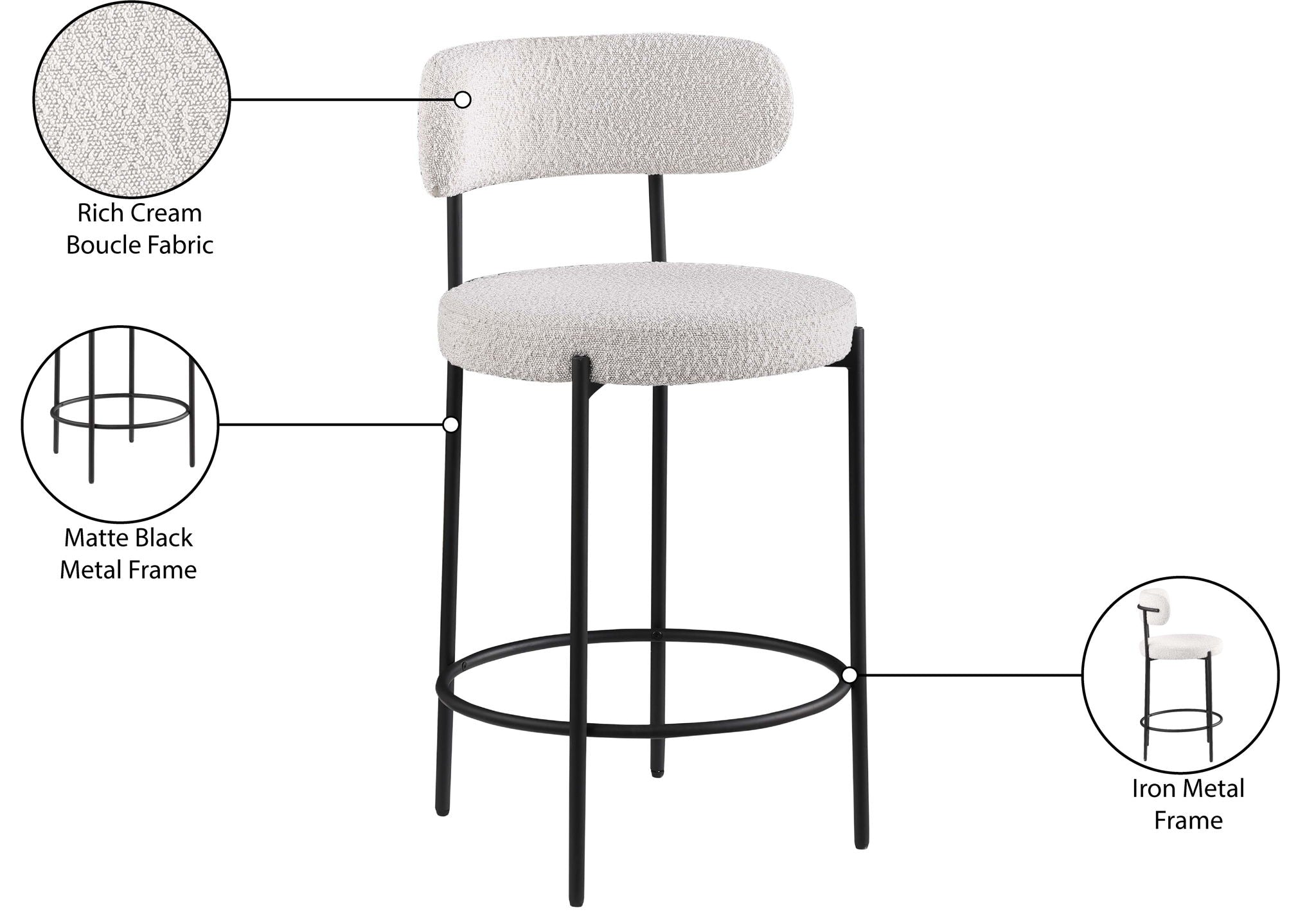 Beacon - Boucle Fabric Stool (Set of 2)