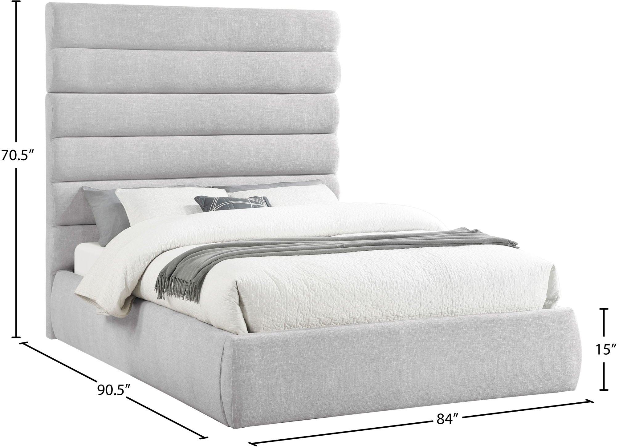 Adam - Linen Fabric Bed With 70.5" Headboard