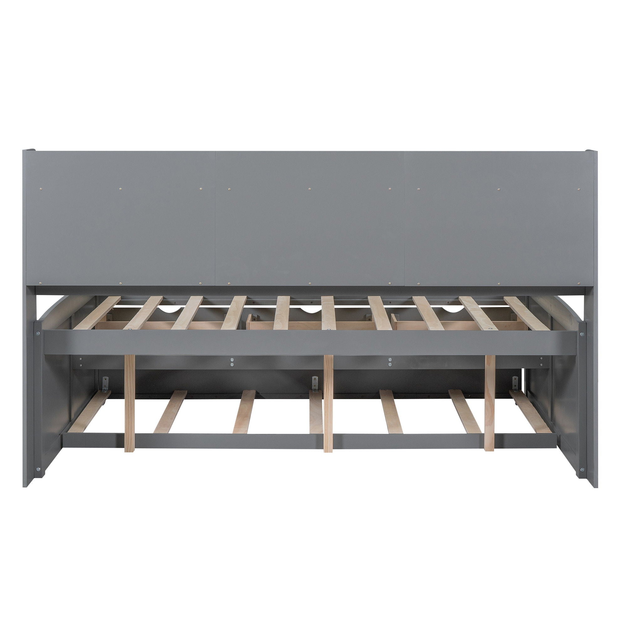 Captain Bed With Built In Bookshelves, 3 Storage Drawers, And Trundle