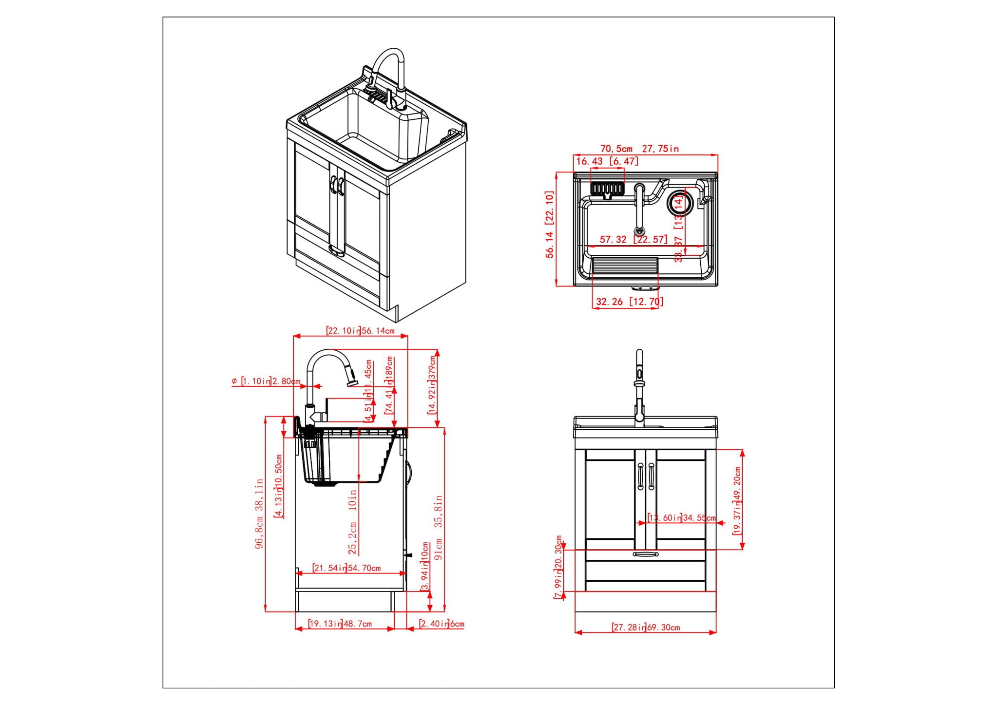 Maile - All-In-One Laundry Utility Sink And Cabinet