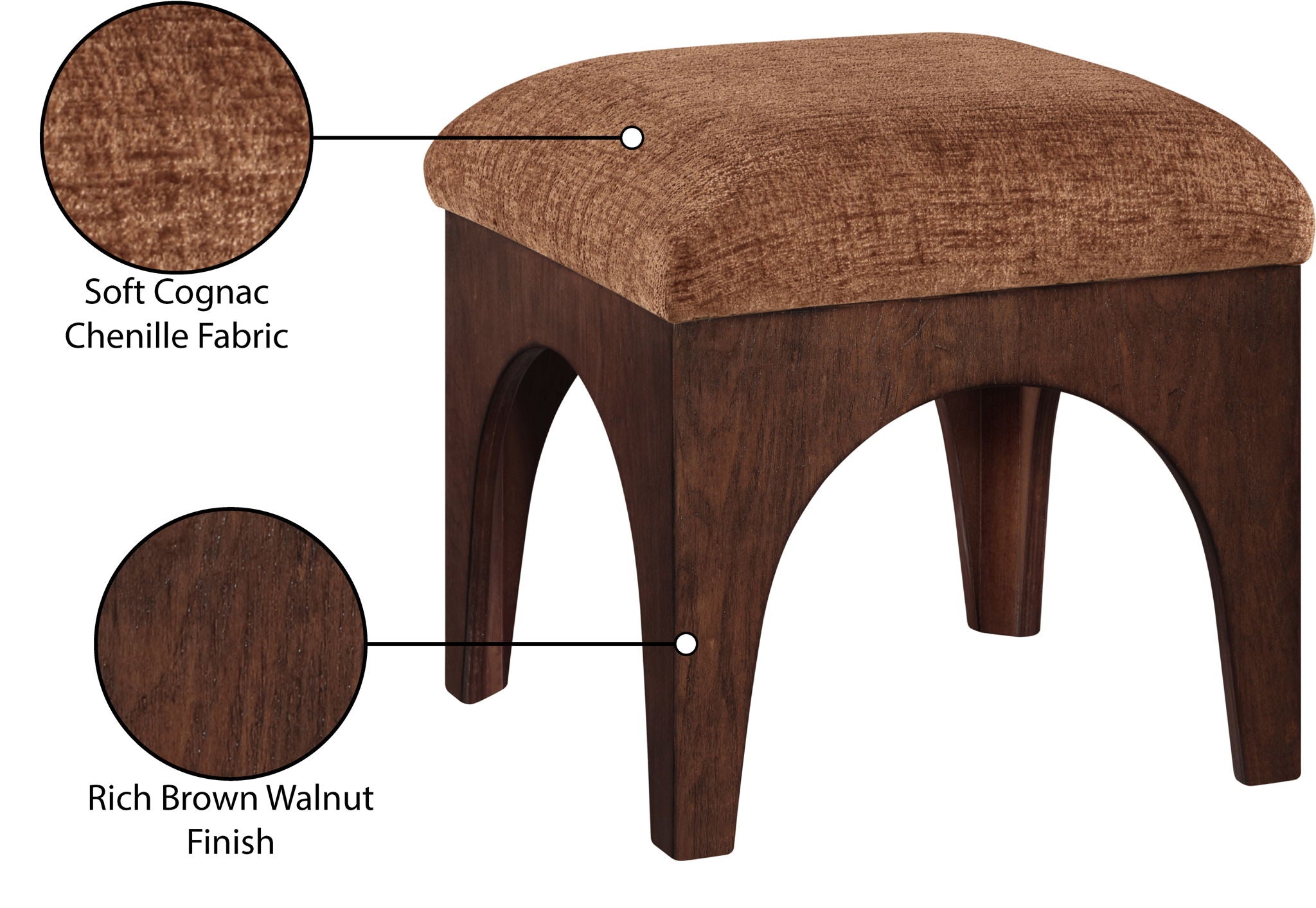 Lawson - Chenille Fabric Upholstered Ottoman - Walnut Base