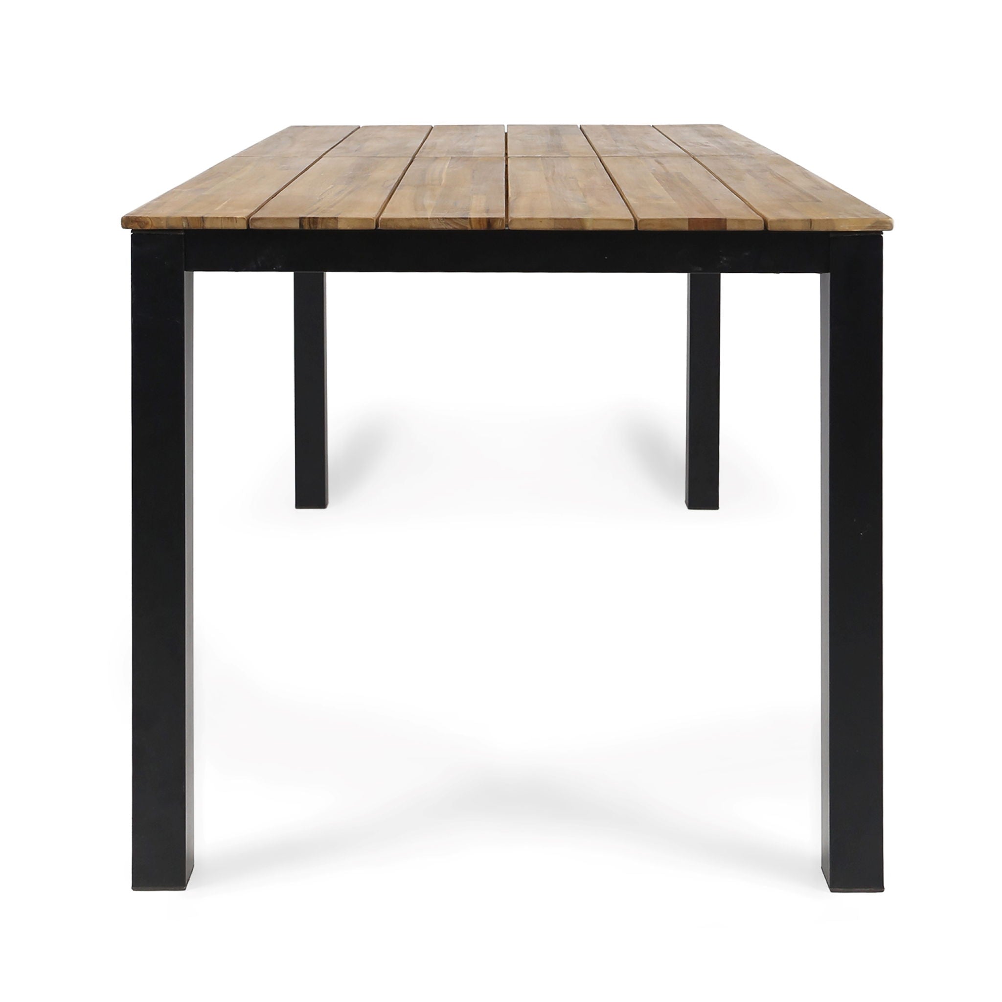 7 Piece Outdoor Dining Set With Table And 6 Chairs - Black / Teak / Gray