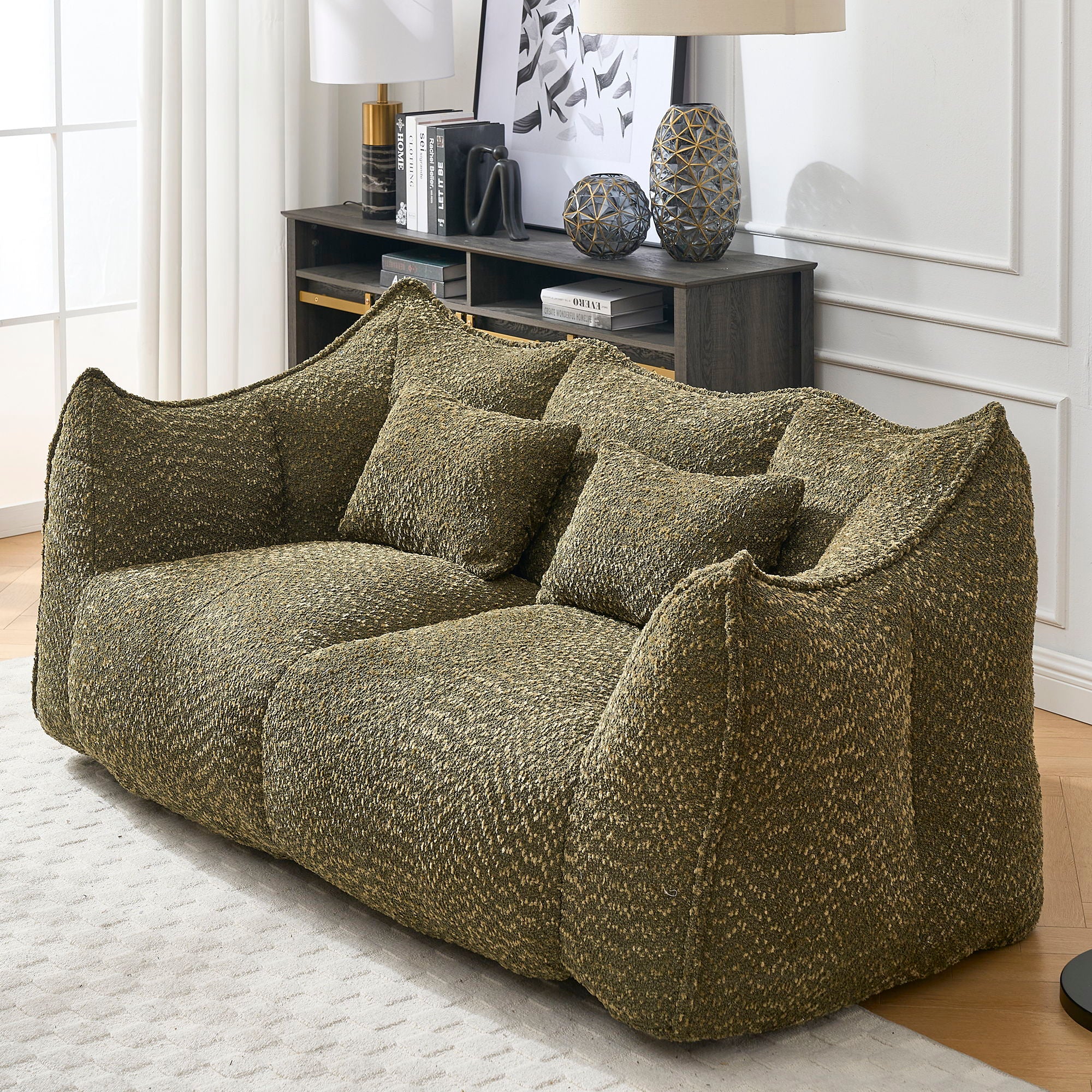 Comfortable Dual Beanbag Chair With High Resilience Foam Core For 2 People