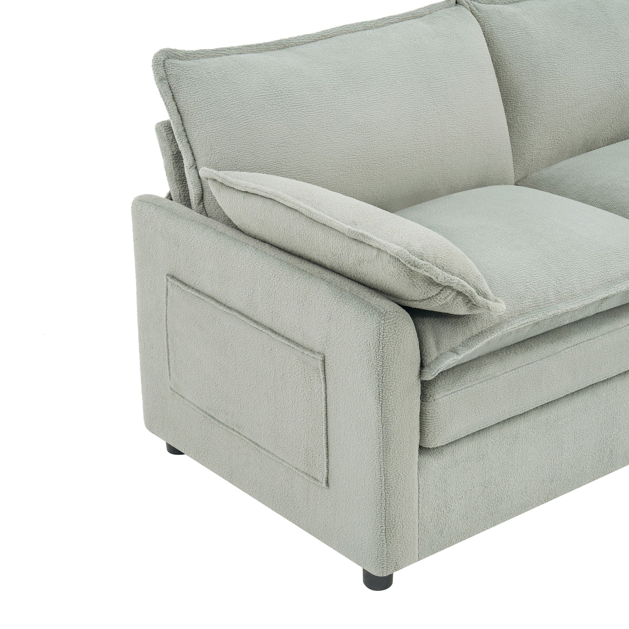 Modern 3 Seater Sofa With Side Storage Pockets For Living Room