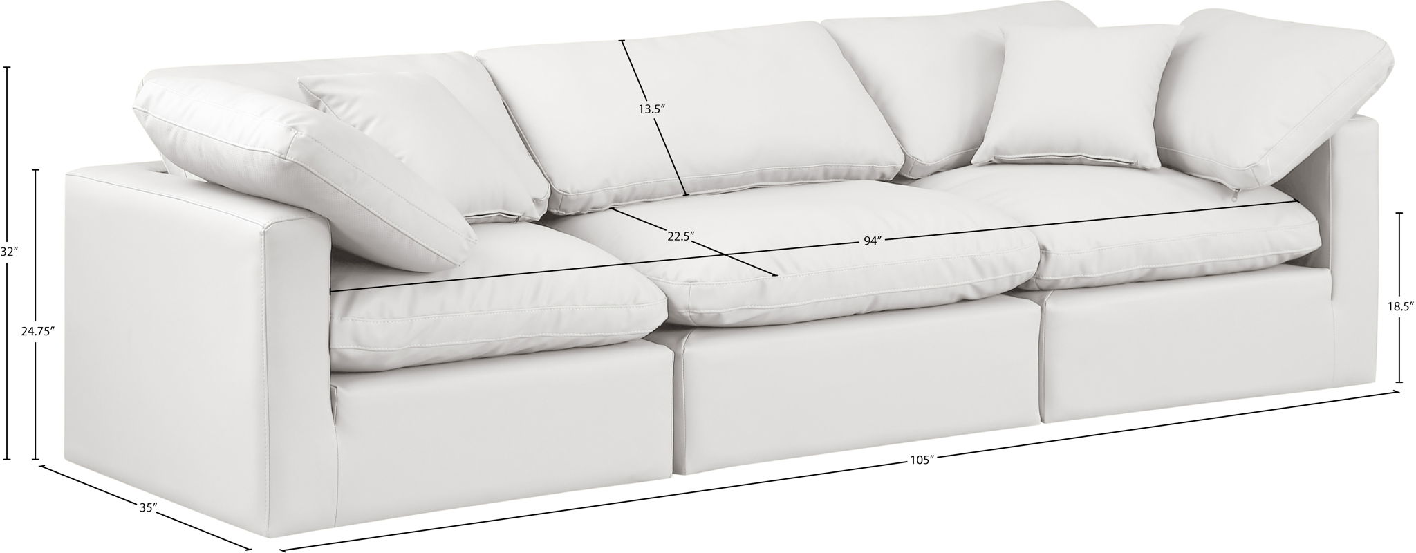 Indulge - Faux Leather 3 Seat Modular Sofa