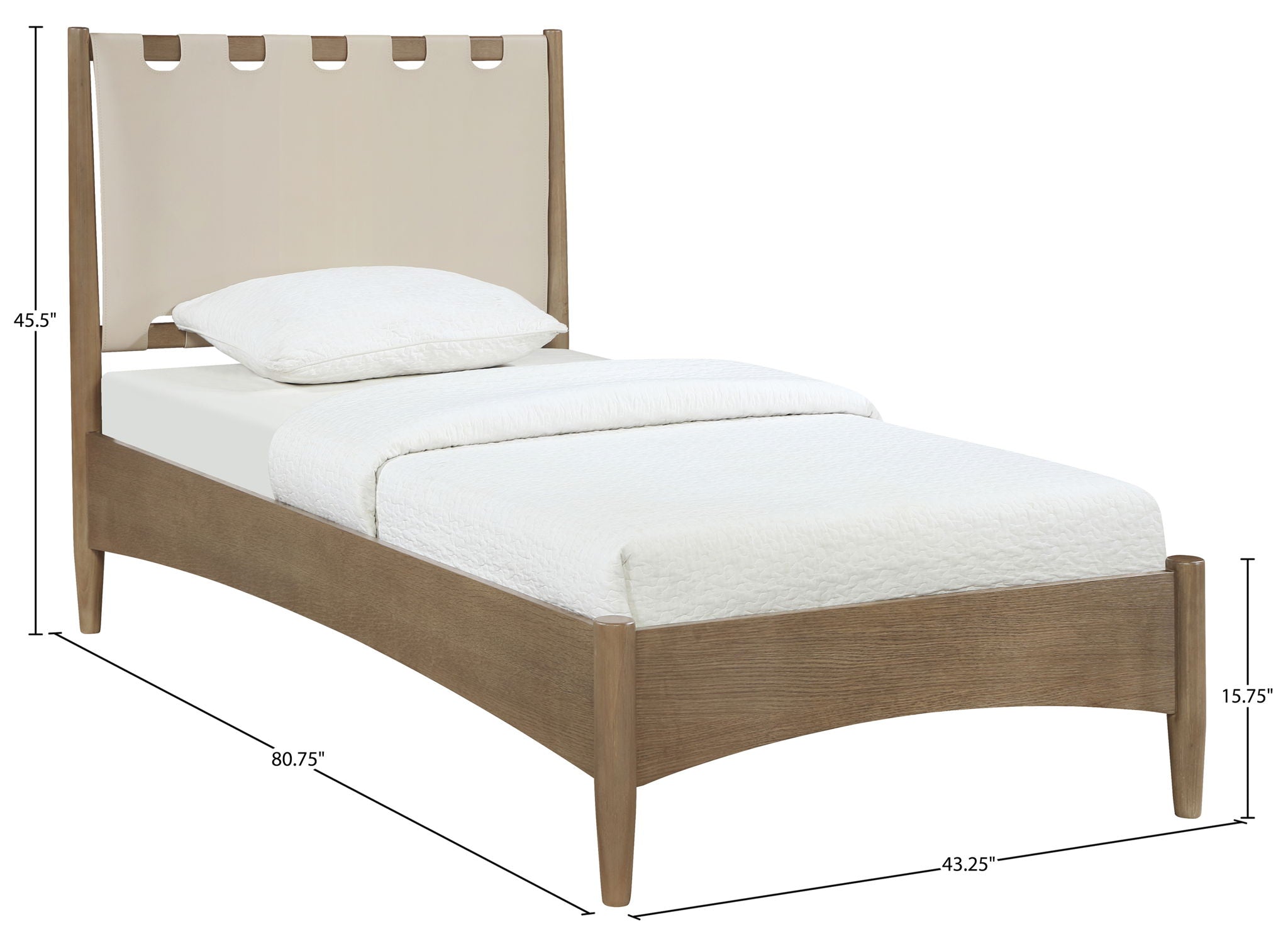 Santos - Vegan Leather Headboard And Wood Bed - Waxed Brown Frame