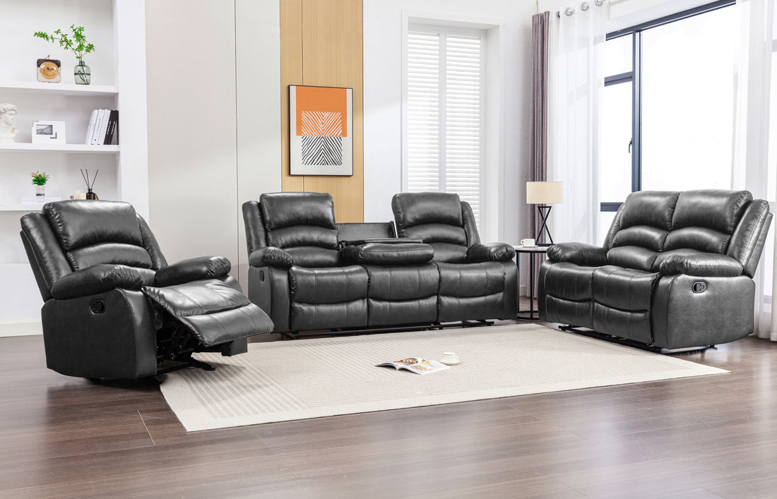 Dynamo2 Black 3-Piece Reclining Set– Free Area Rug or Smart TV