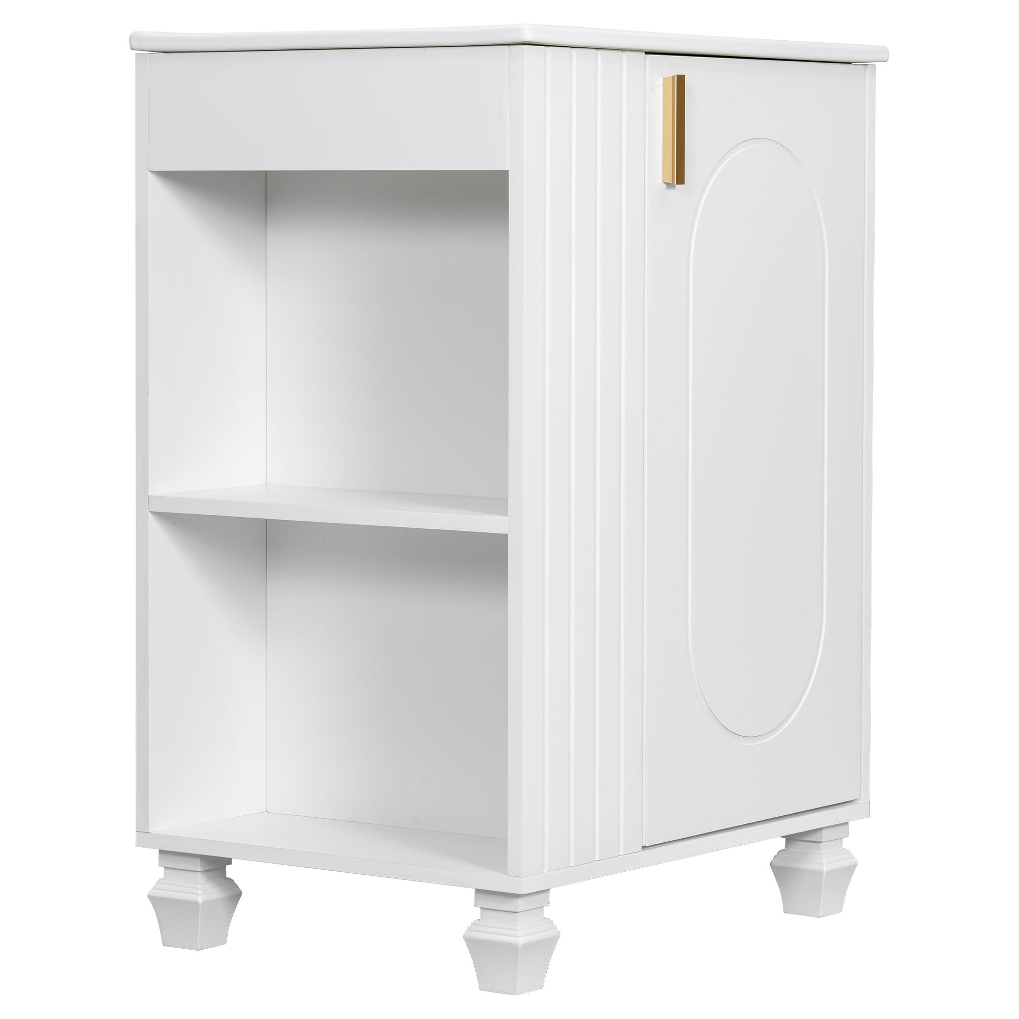 Classic Retro Bathroom Vanity With Sink, Door Shelf, Side Open Storage Frame