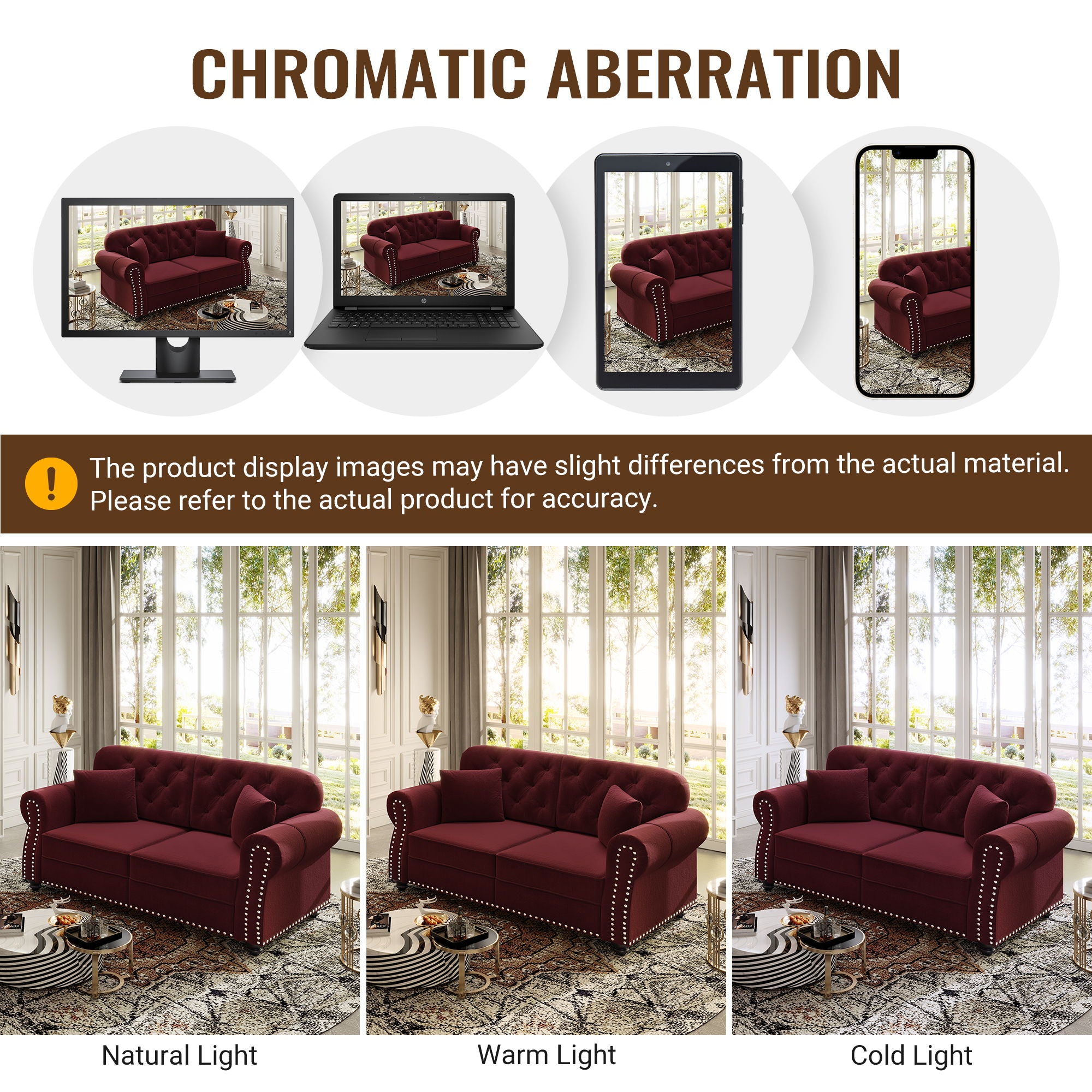 Upholstered Chesterfield Sofa With Nailhead Trim And Rolled Armrests