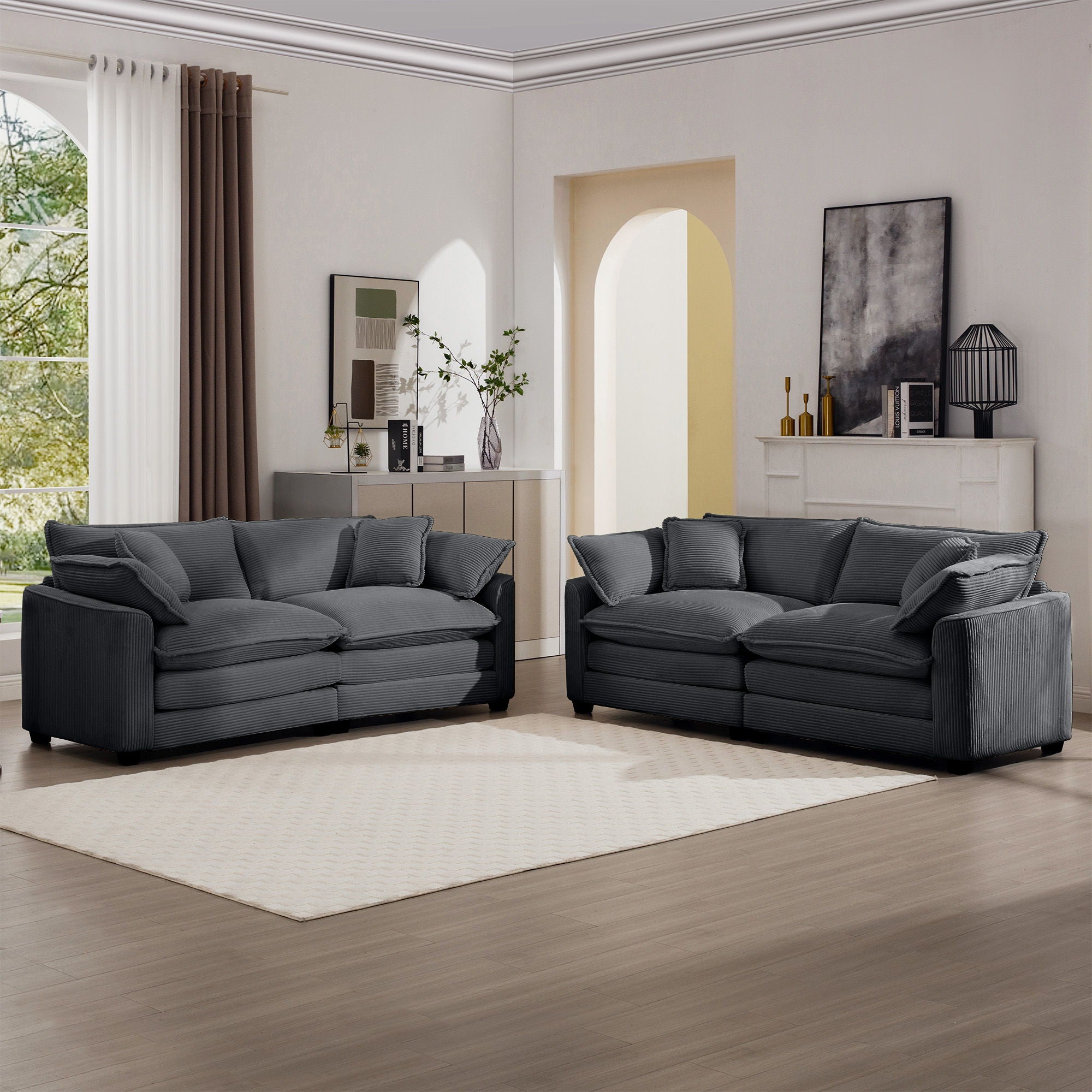 Elegant Oversized Sectional Sofa Set With Deep Seats And Flexible Layout