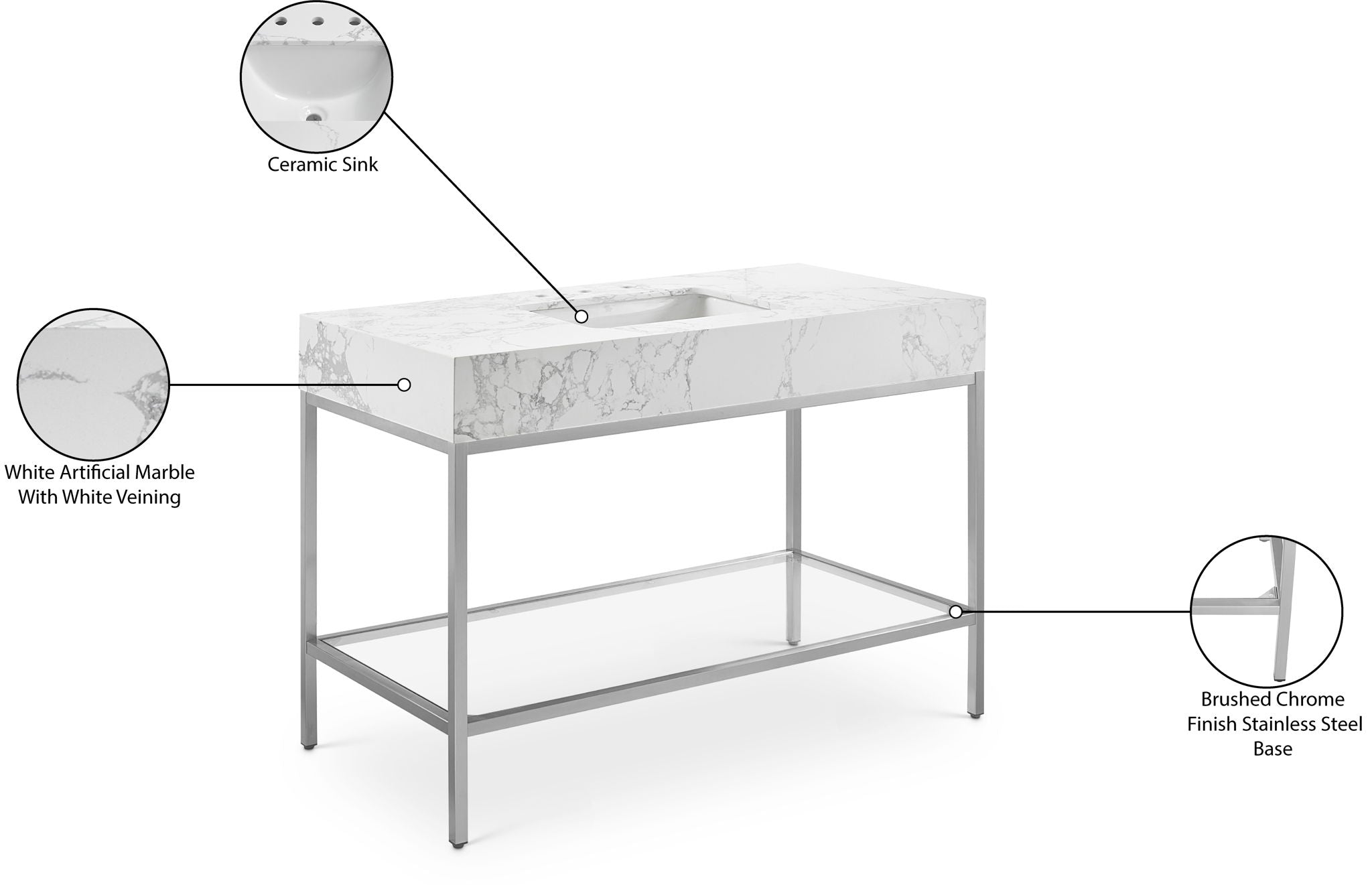 Marmo - Engineered Marble Bathroom Vanity With Chrome Base