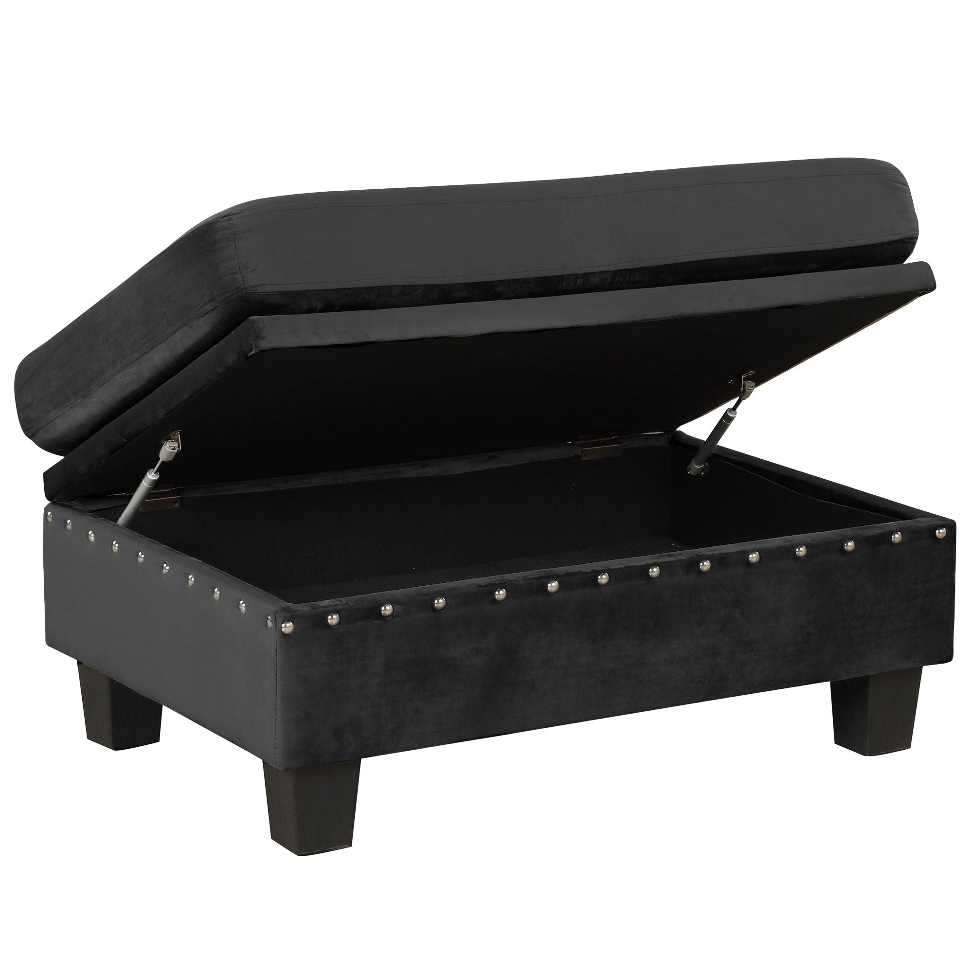 Modern Sectional Sofa With Storage Ottoman, L - Shape Couch With 2 Pillows And Cup Holders