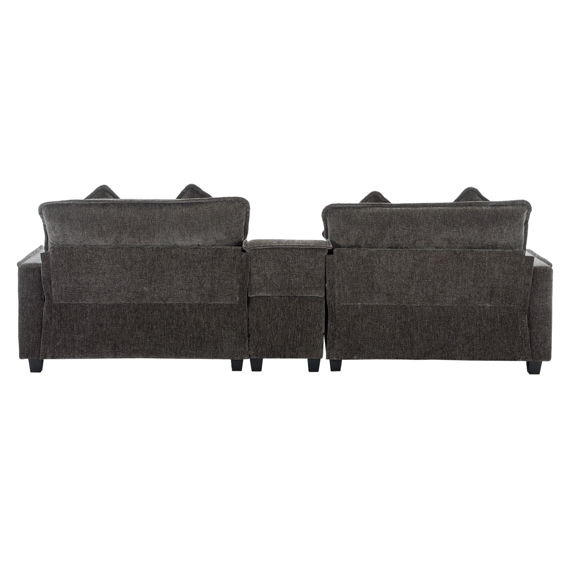 Sectional Sofa Upholstered Sofa With Two Removable Ottoman, Two USB Ports, Two Cup Holders And Large Storage Box For Living Room