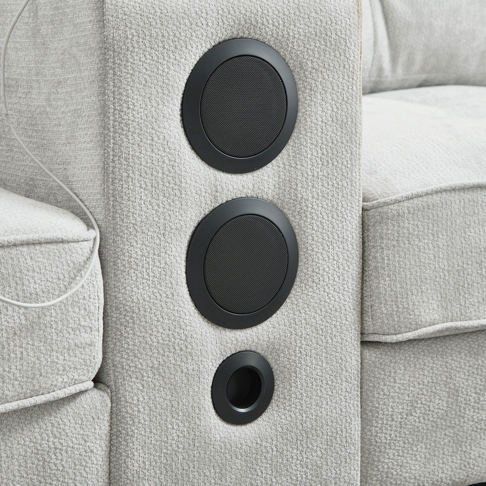 Modern Sectional Sofa U-Shaped With Movable Ottomans, tooth Speakers, LED Lights And Modular Storage