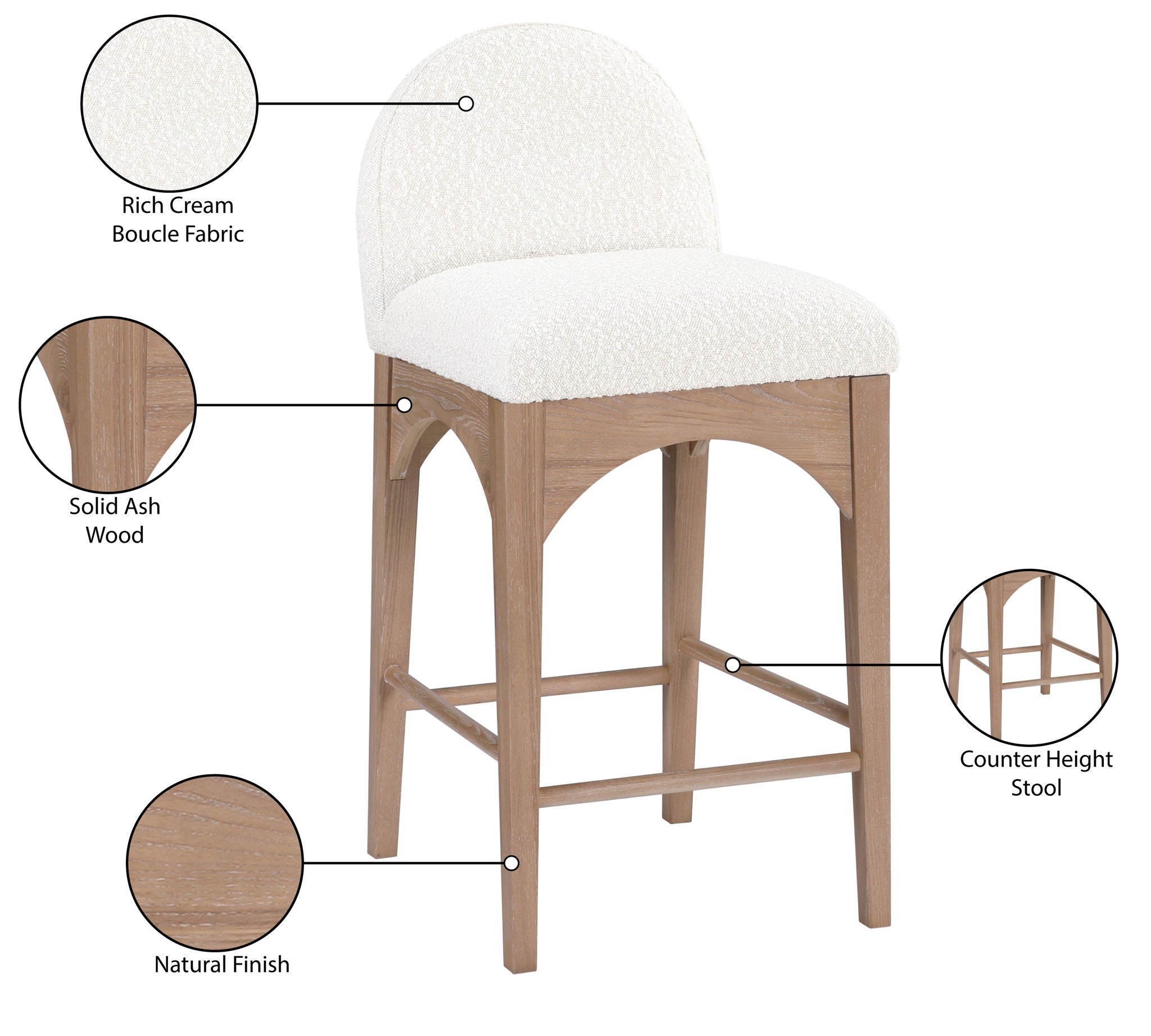 Waldorf - Boucle Stool With Natural Legs
