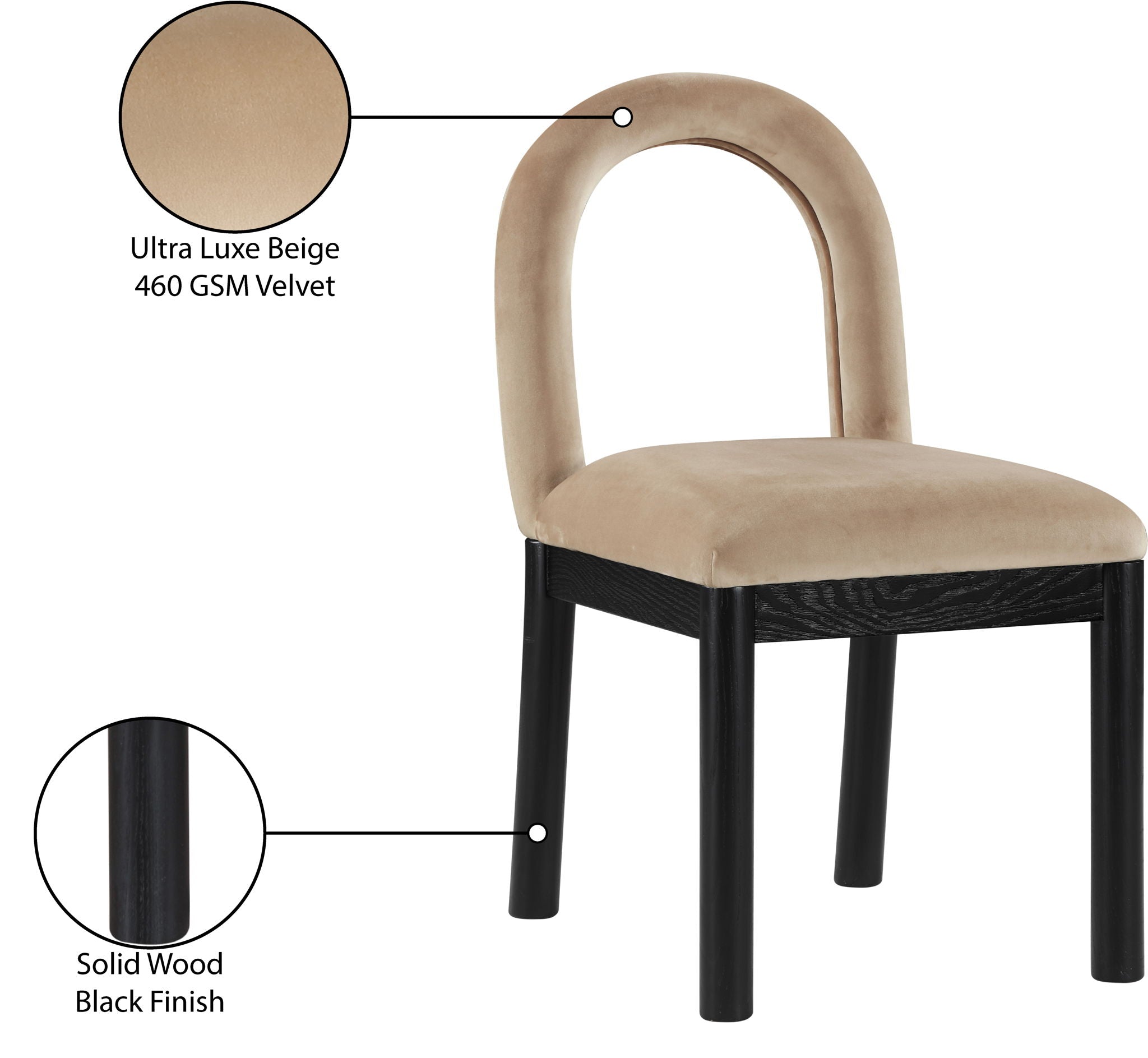 Conrad - Velvet Dining Chair With Black Legs