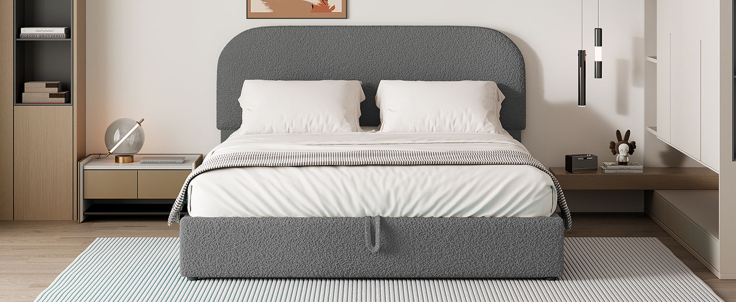 Upholstered Platform Bed With Hydraulic Storage System