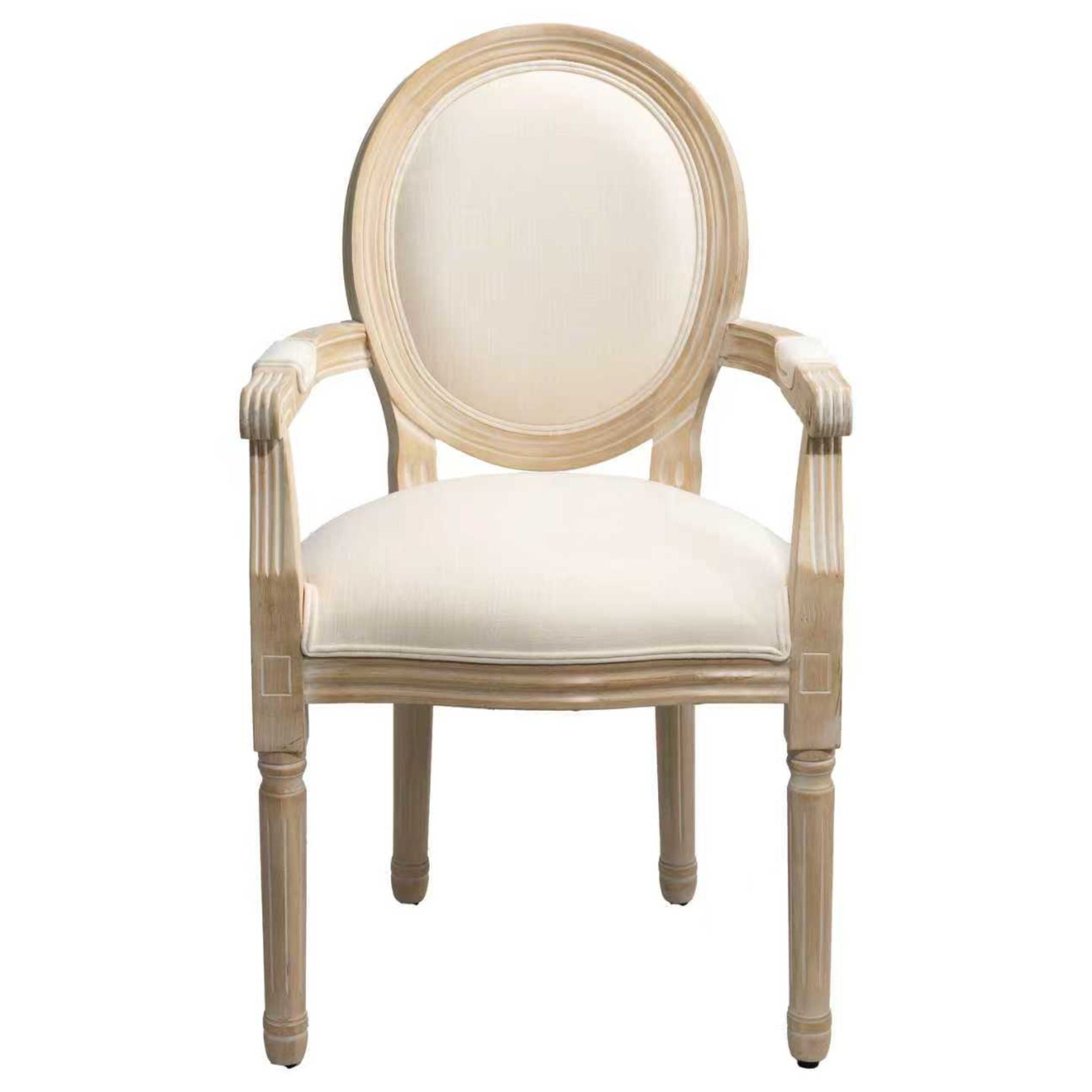French Vintage Upholstered Fabric Dining Armchair (Set of 2)