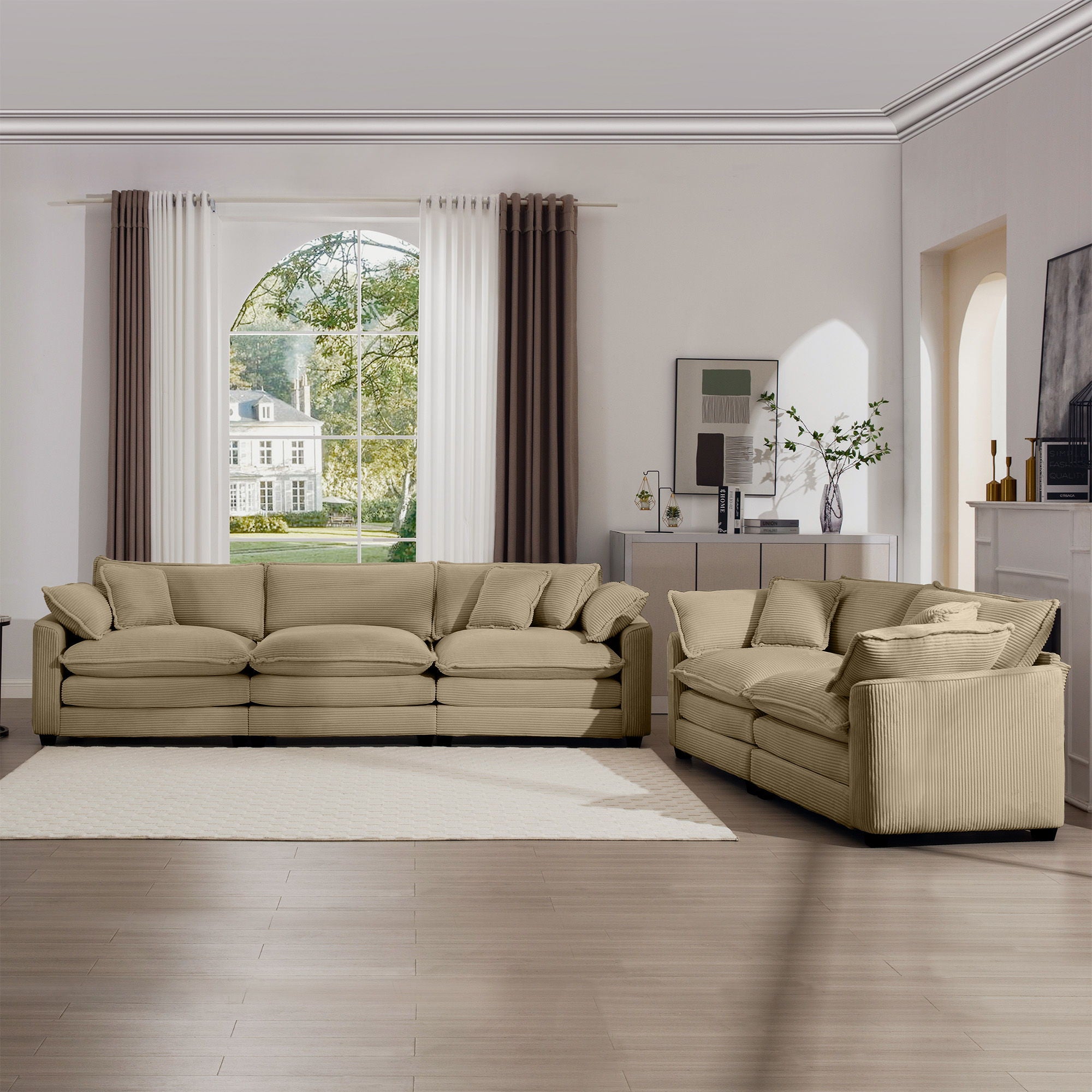 Elegant Oversized Sectional Sofa Set With Deep Seats And Flexible Layout