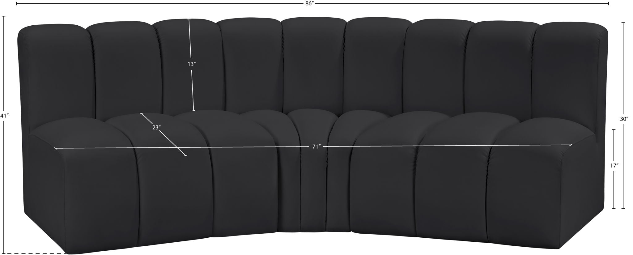 Arc - Faux Leather 3 Piece Modular Corner Sofa