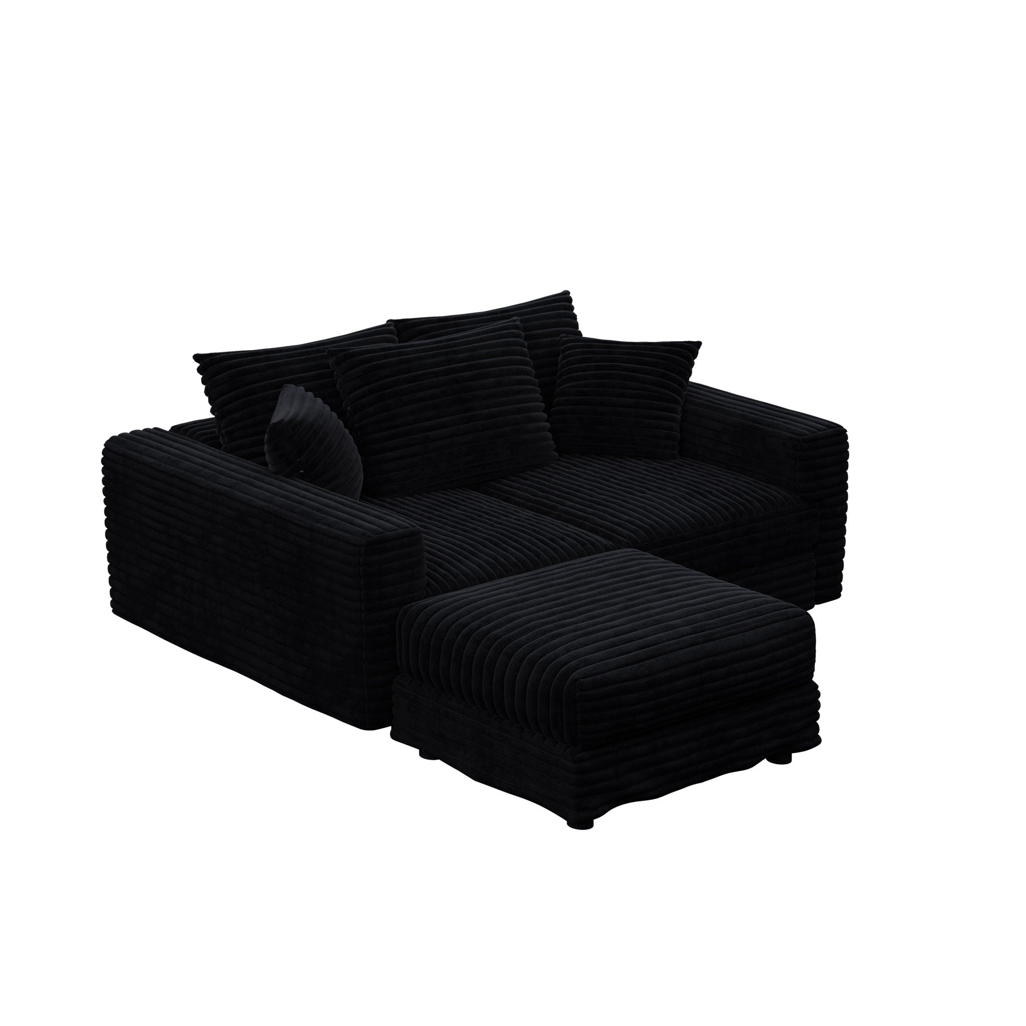 Convertible Deep Seat Sofa With Soft Pillows And Ottomans