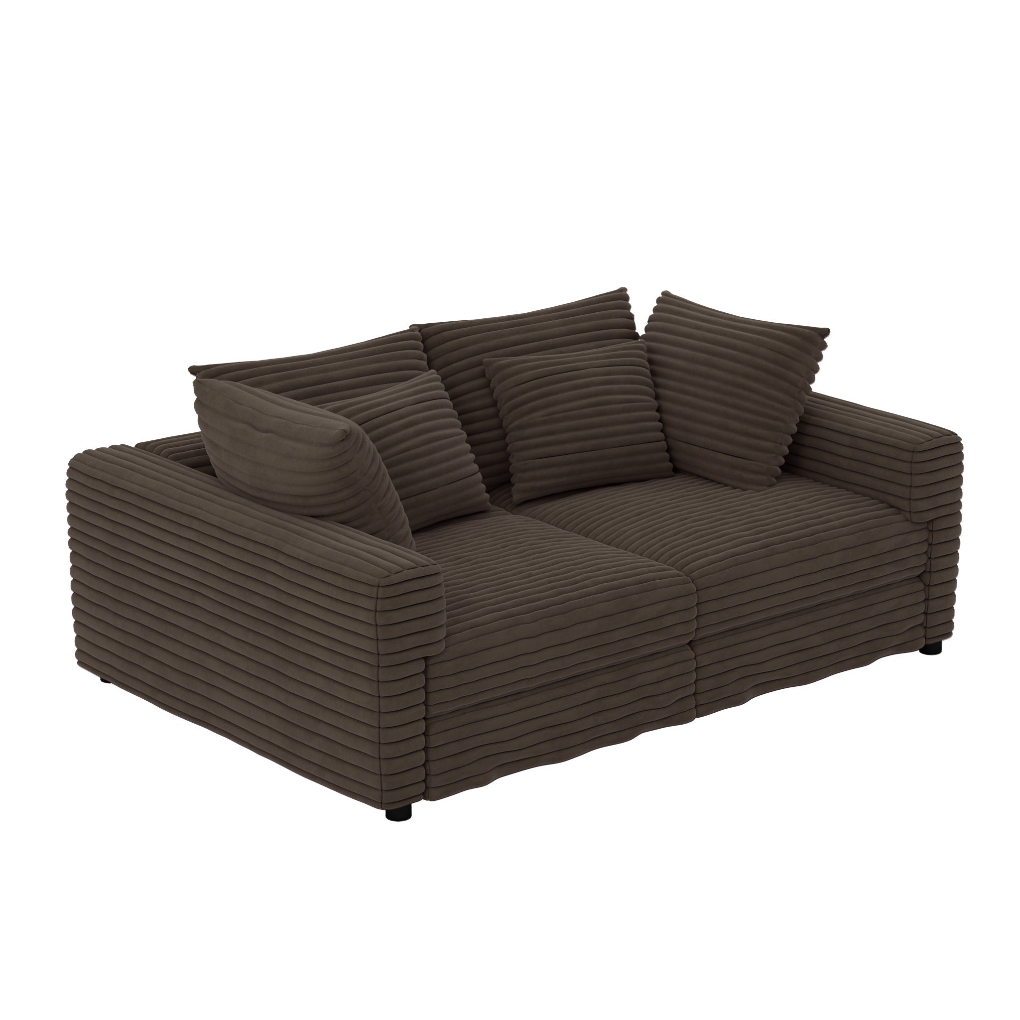 Deep Seat Convertible Sofa With Soft Pillows And Ottomans