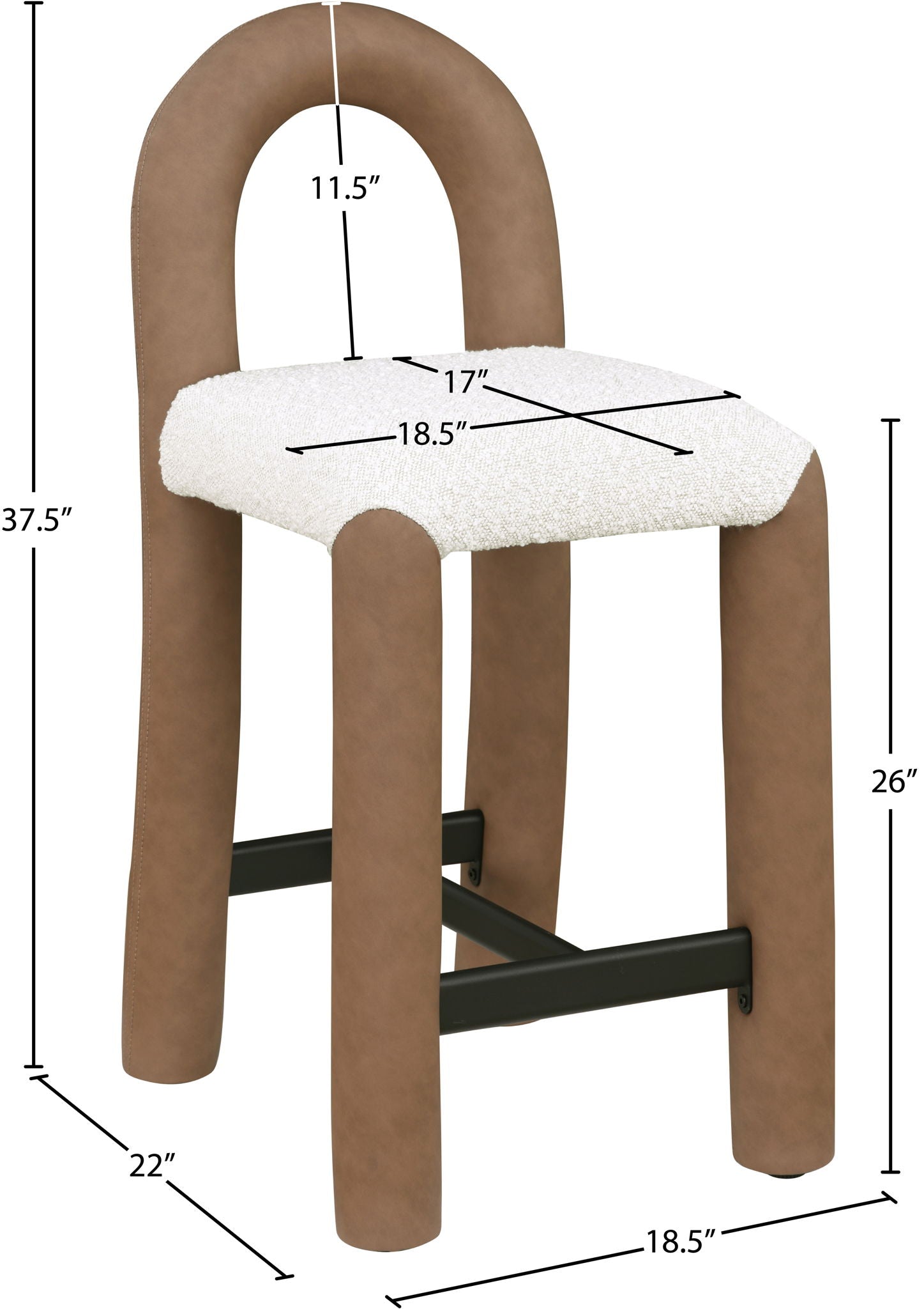 Amari - Vegan Leather and Boucle Fabric Stool