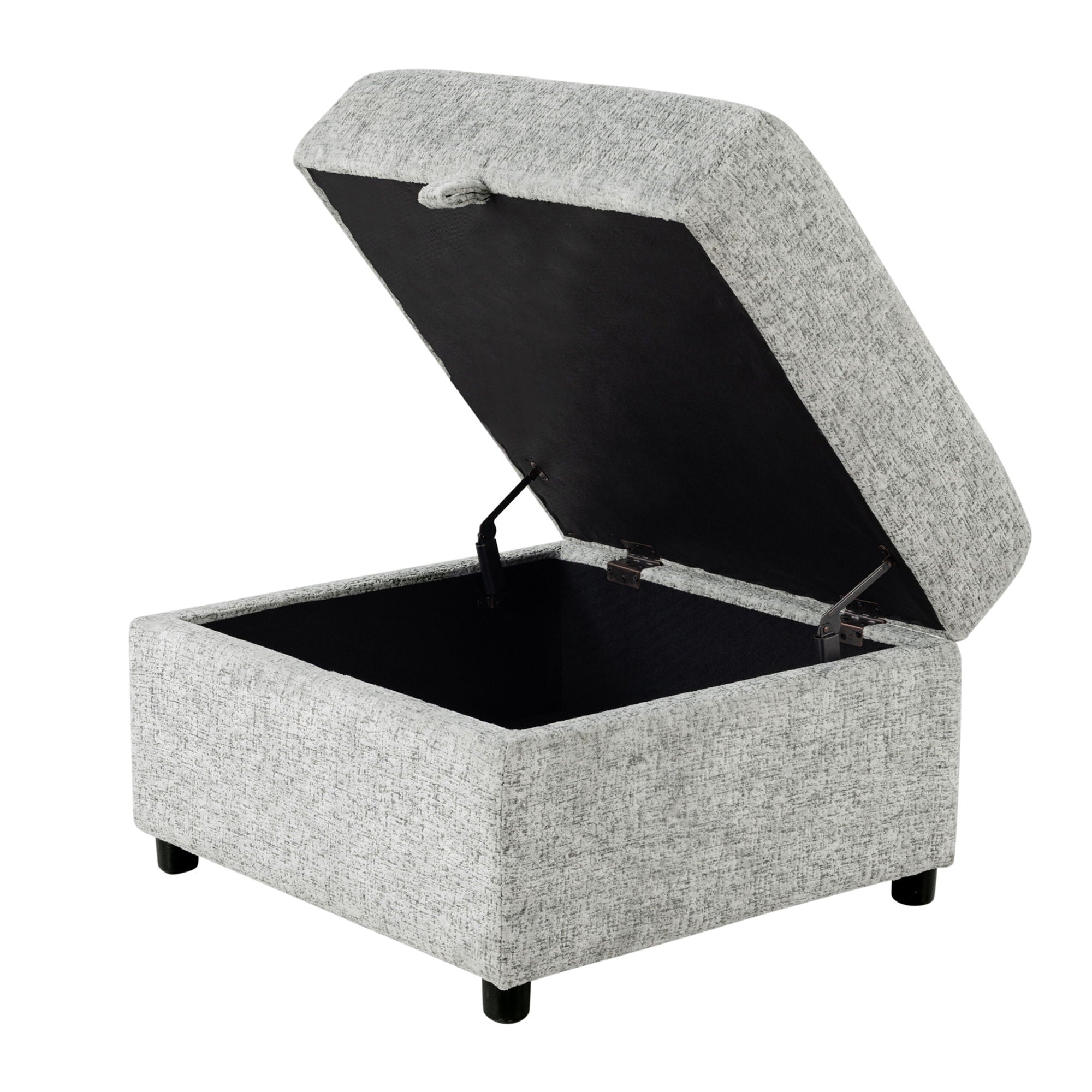 Emiliano - Sectional Sofa With 3 Pillows And Storage Ottoman - Nickel