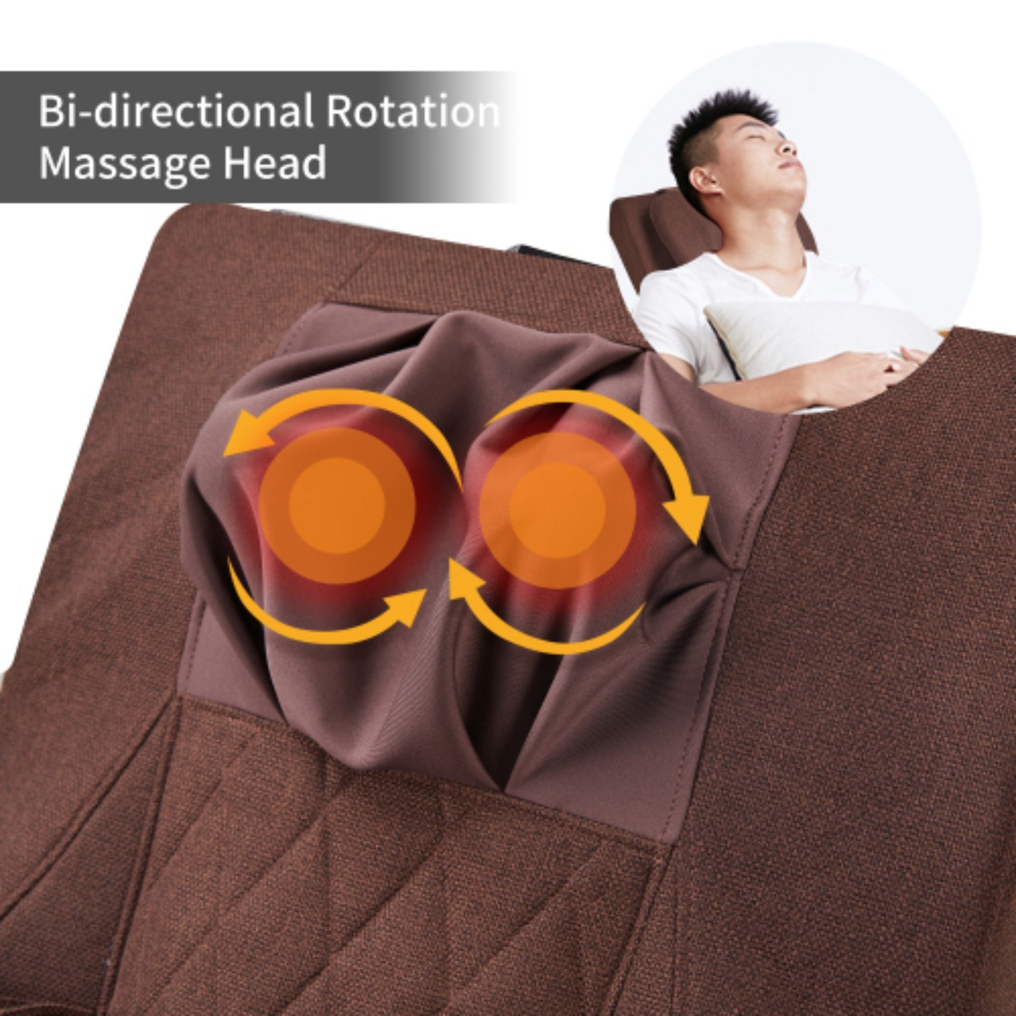 Comfortable Relax Rocking Chair With Full Massage Function Cotton Fabric Air Pressure - Brown