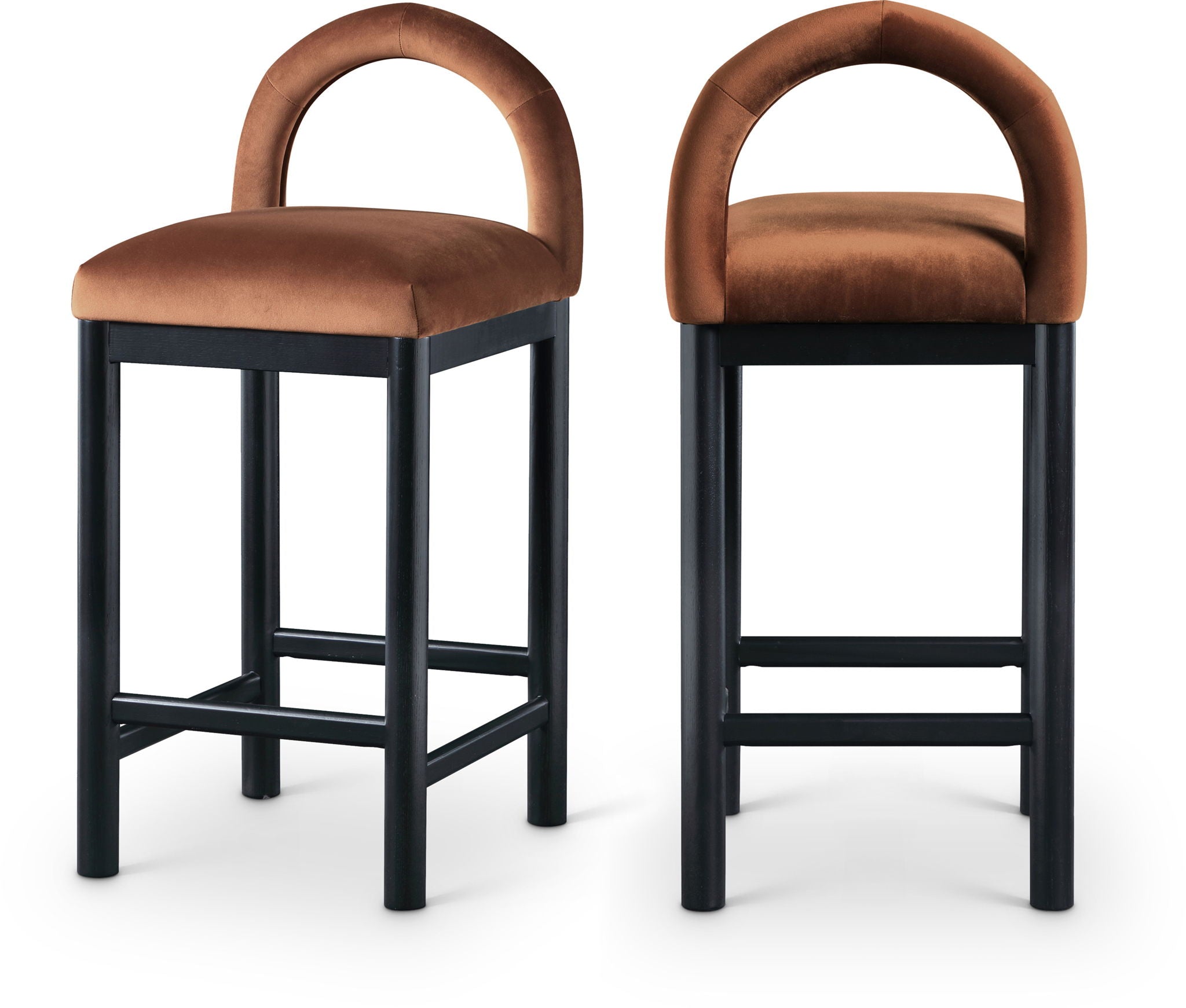 Conrad - Velvet Counter Stool With Black Legs