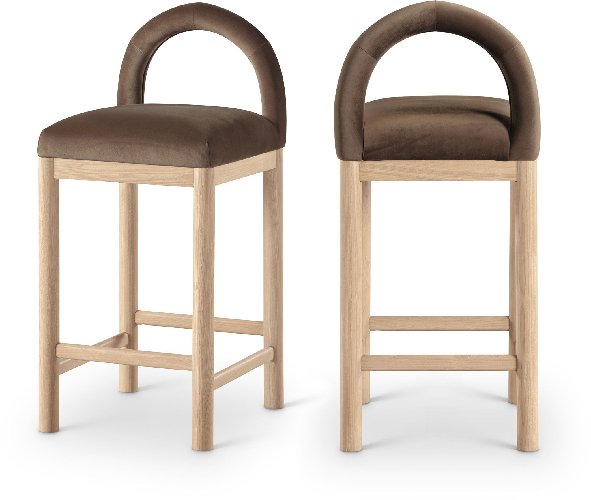 Conrad - Velvet Counter Stool With Natural Legs