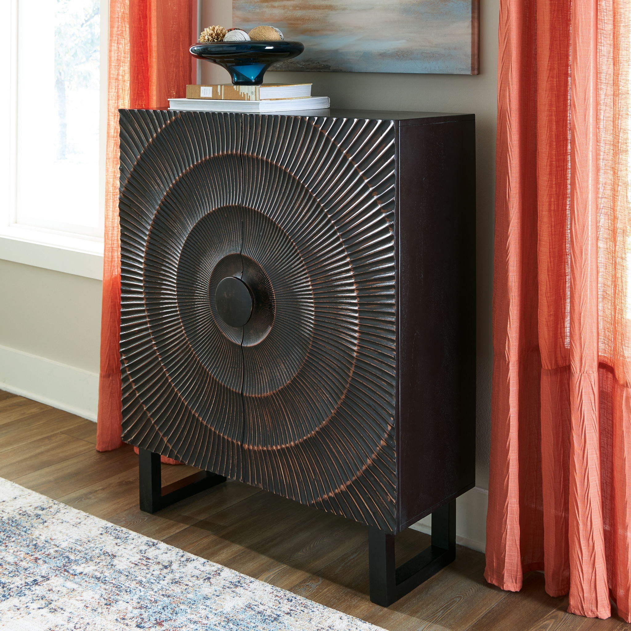 Fosterman - Accent Cabinet - Distressed Black