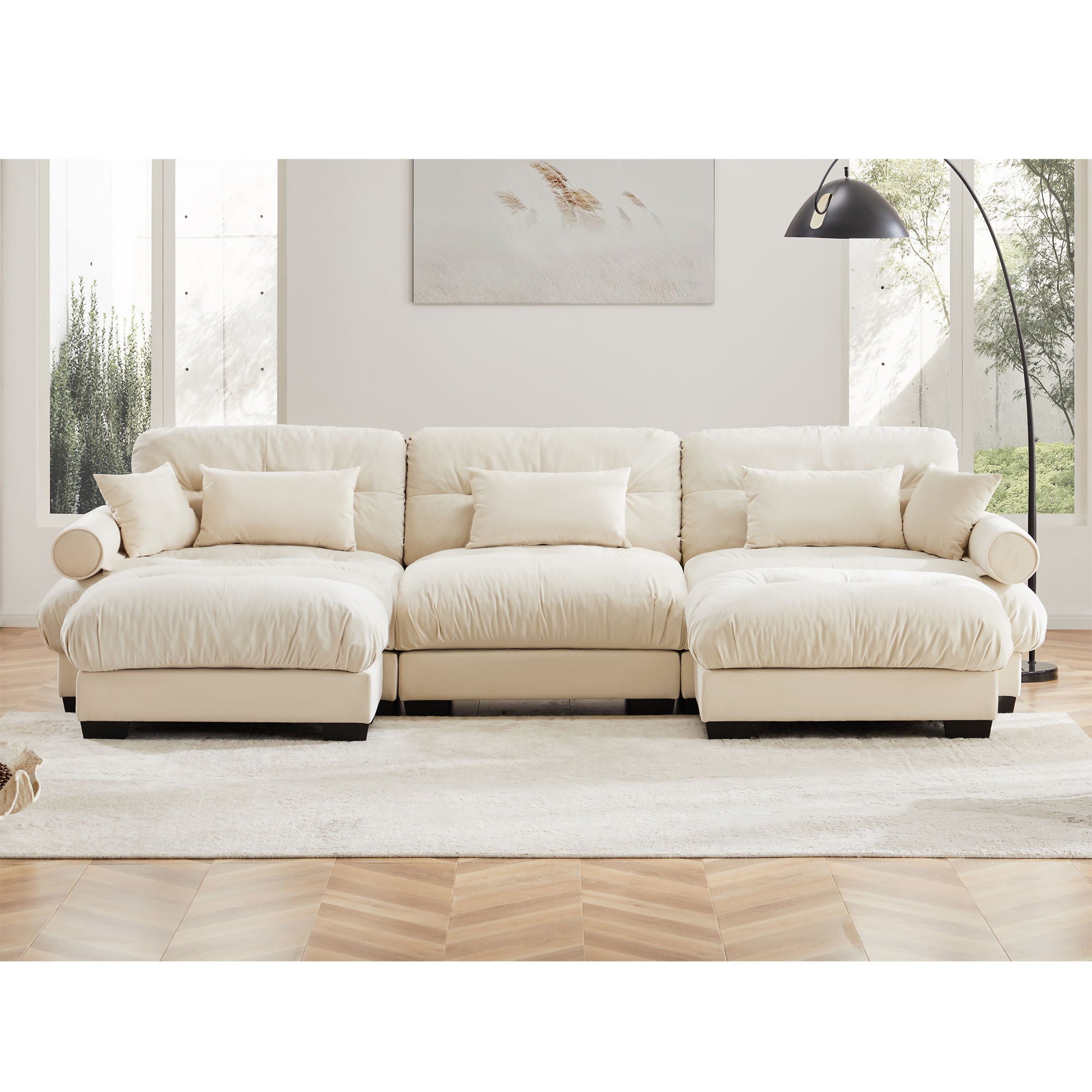 Super Comfort Oversized Modular Sectional Sofa With Movable Ottoman