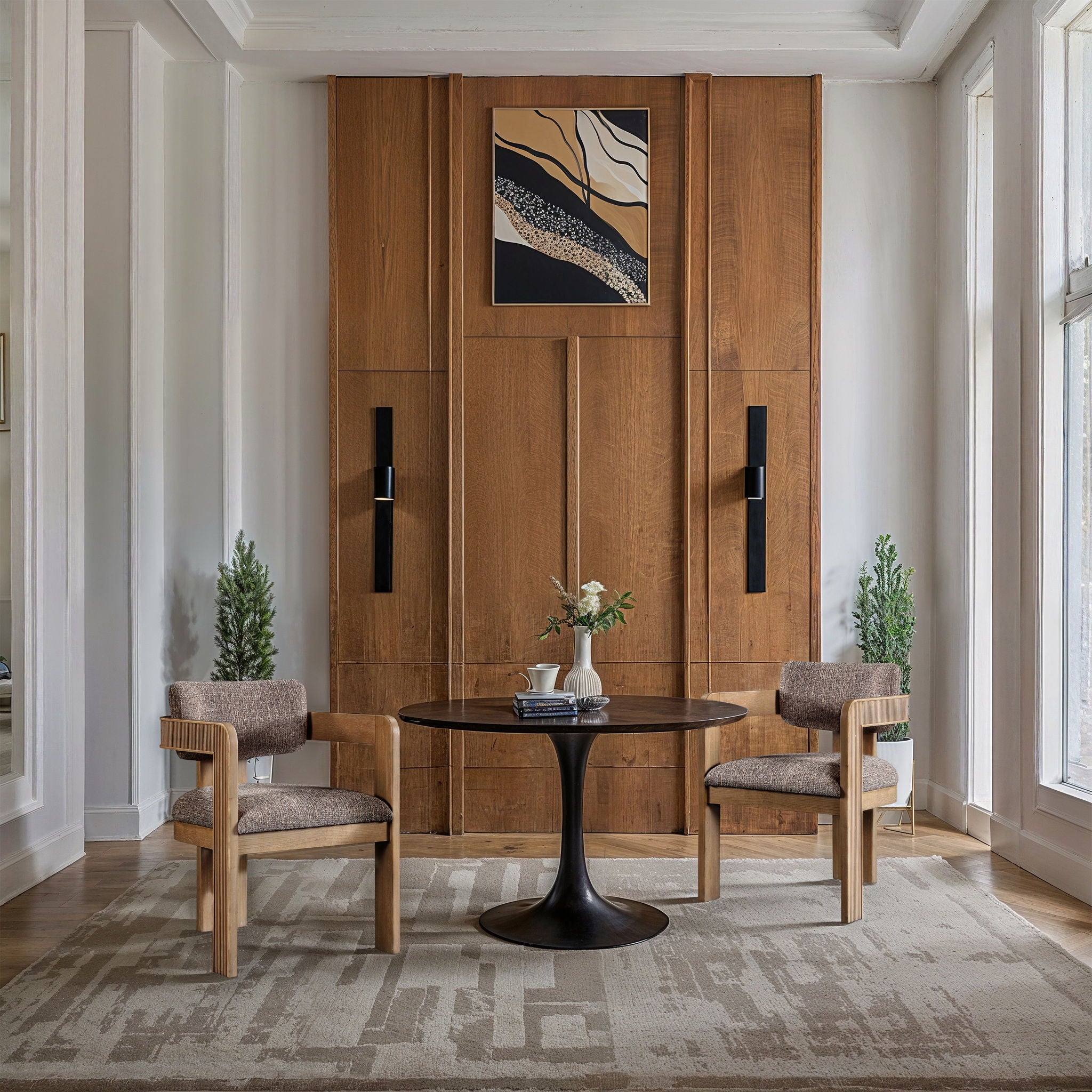 Sacha - Linen Dining Chair With Natural Base (Set of 2)