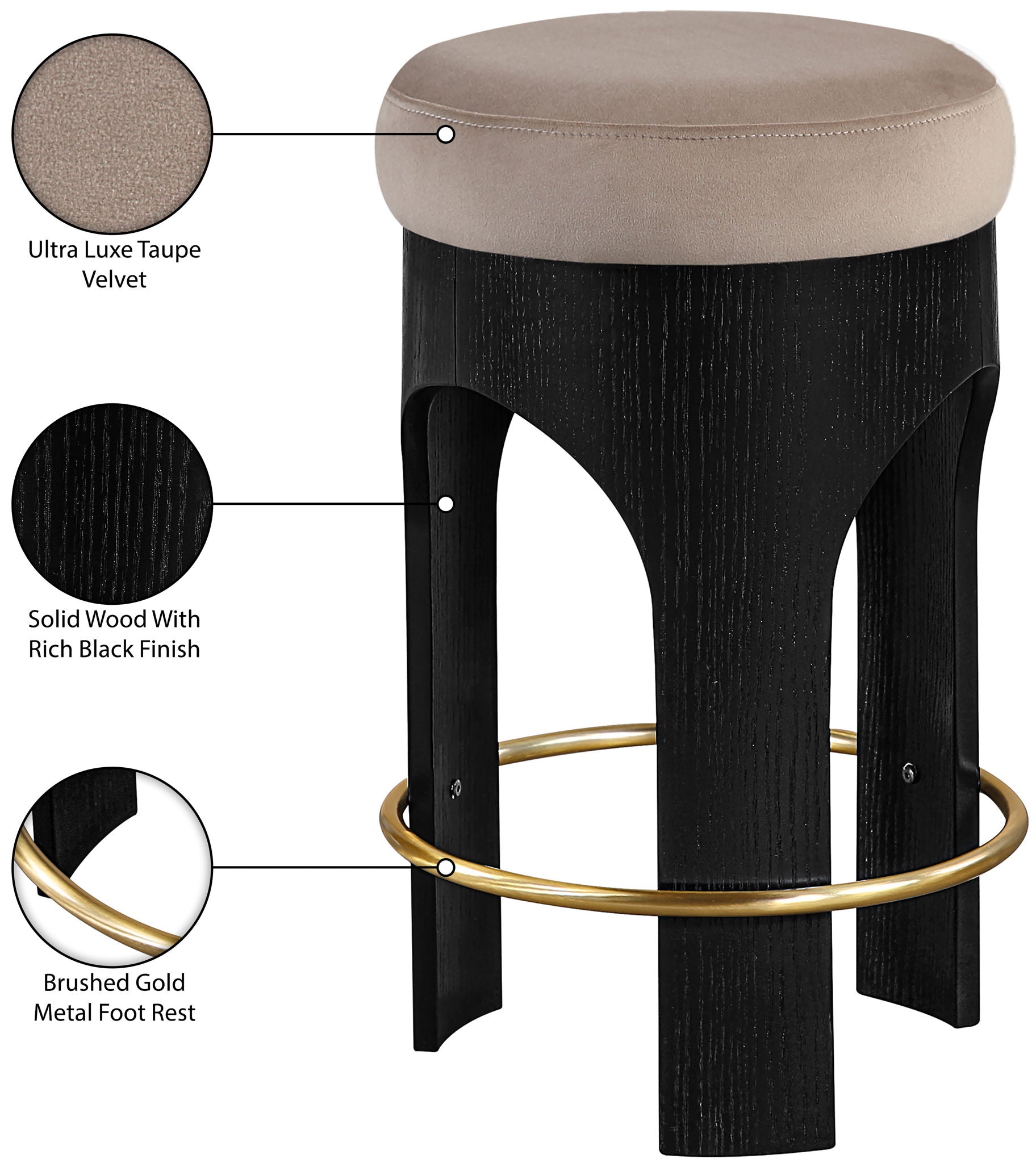 Bocceli - Counter Stool - Black Base