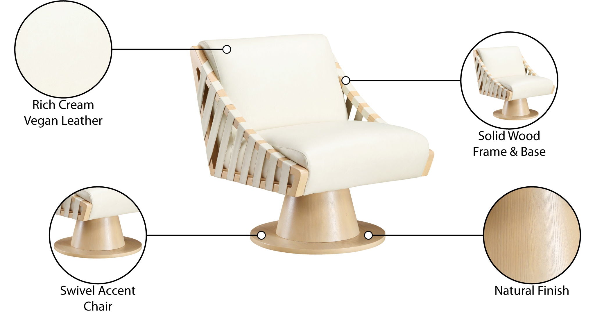 Millwin - Swivel Accent Chair With Natural Base