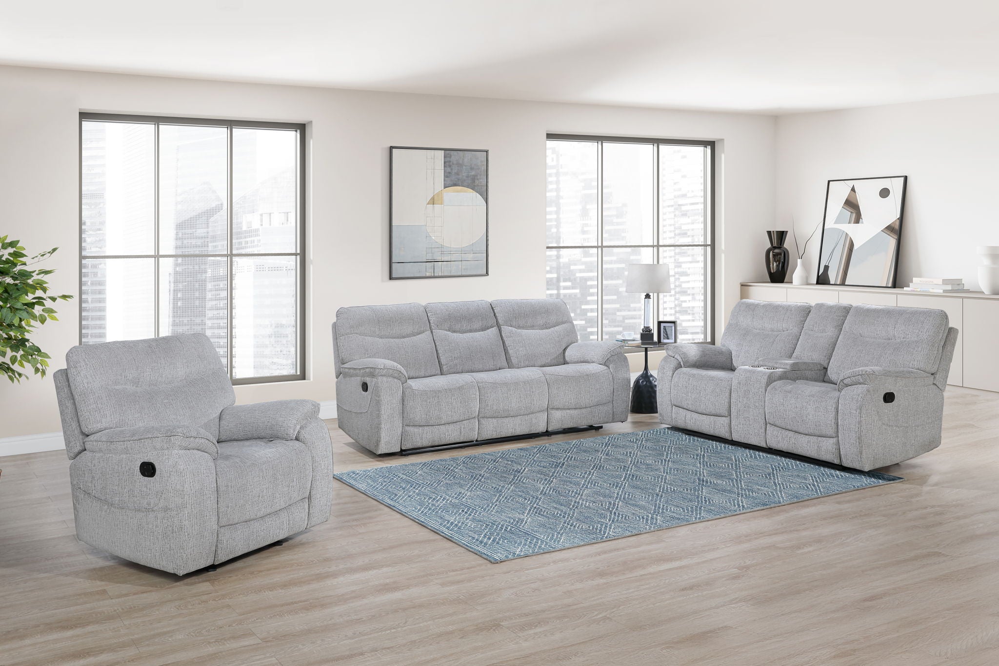 Chablis - Glider Recliner With Heat And Massage - Mist Gray
