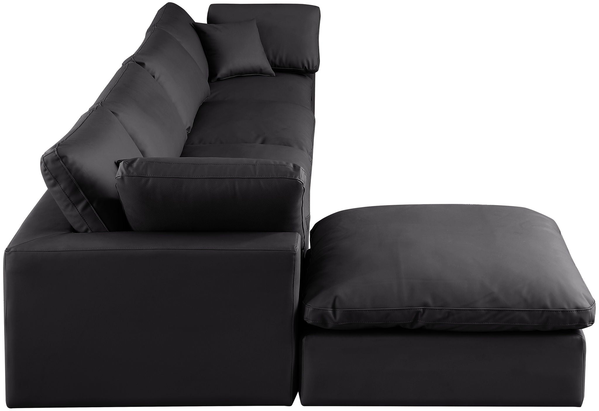 Comfy - 5 Piece Faux Leather Modular Sectional With Chaise