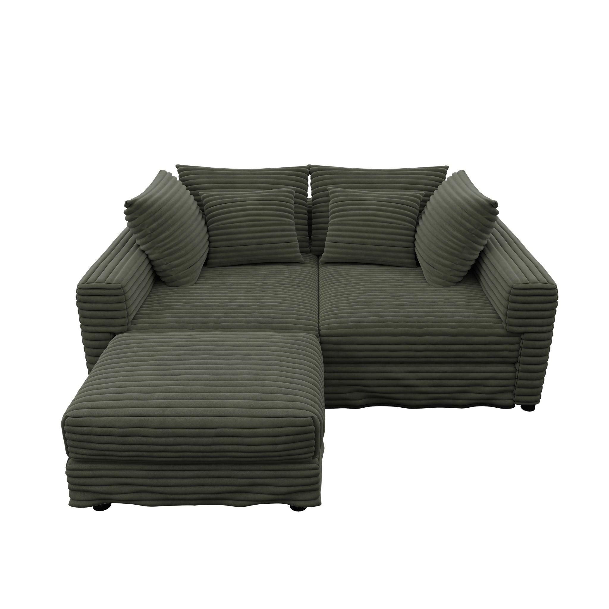 Convertible Deep Seat Sofa With Soft Pillows And Ottomans