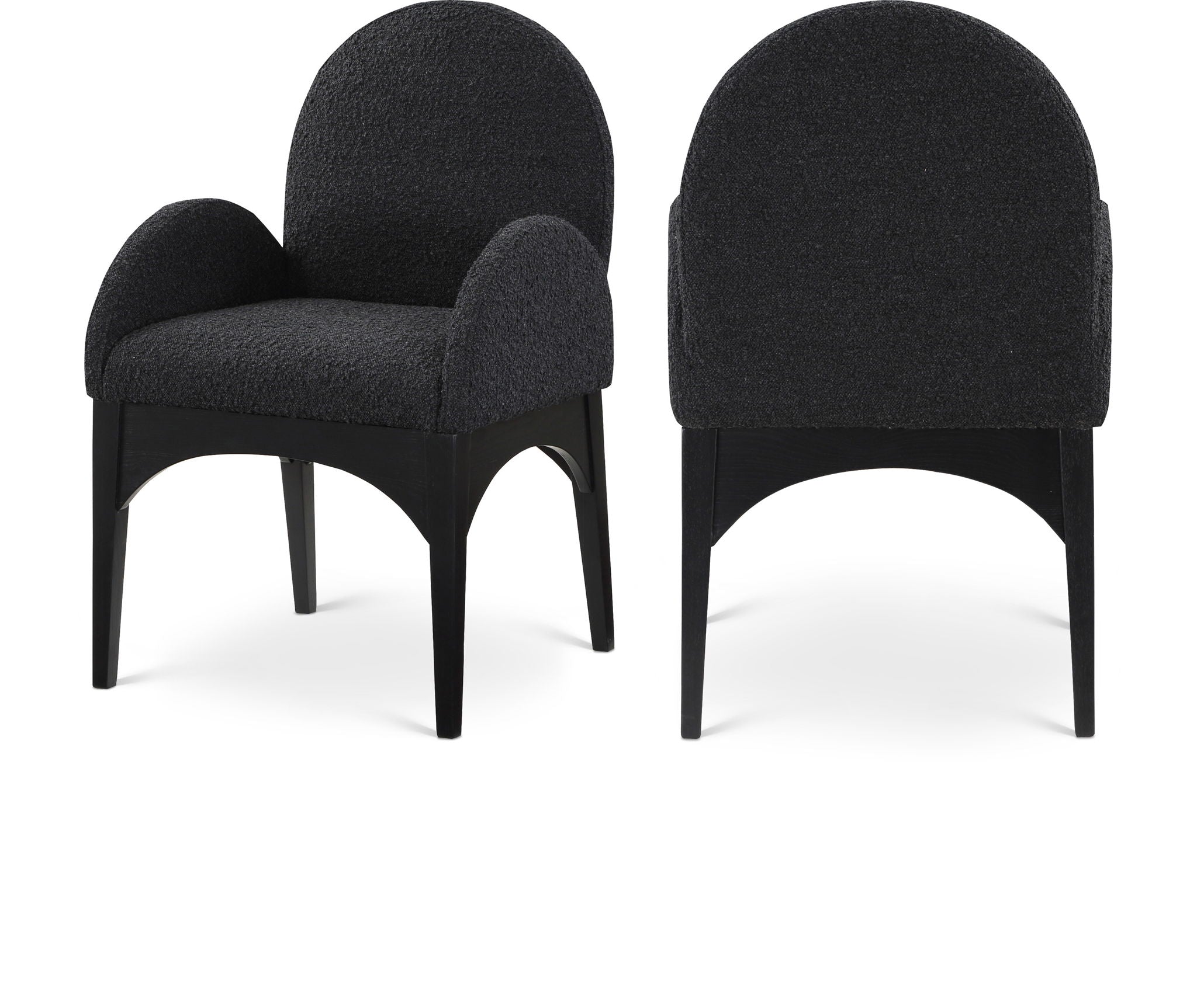 Waldorf - Boucle Dining Arm Chair With Black Legs