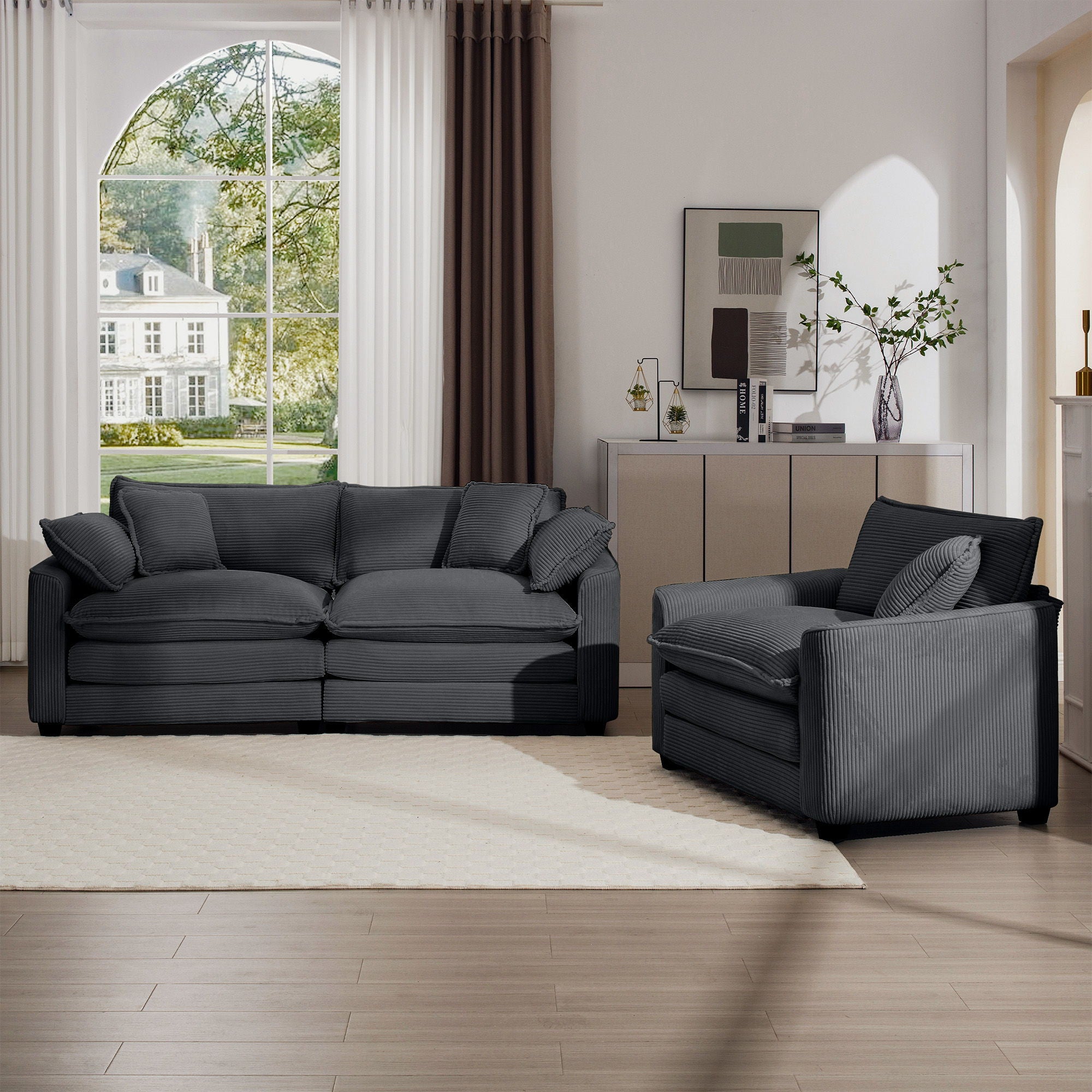 Elegant Oversized Sectional Sofa Set With Deep Seats And Flexible Layout