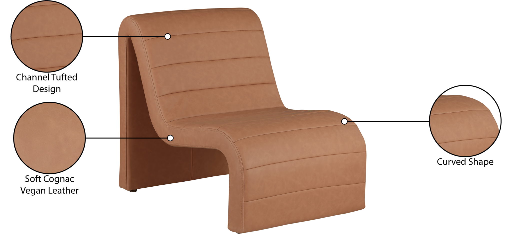 Ivy - Faux Leather Accent Chair - Cognac