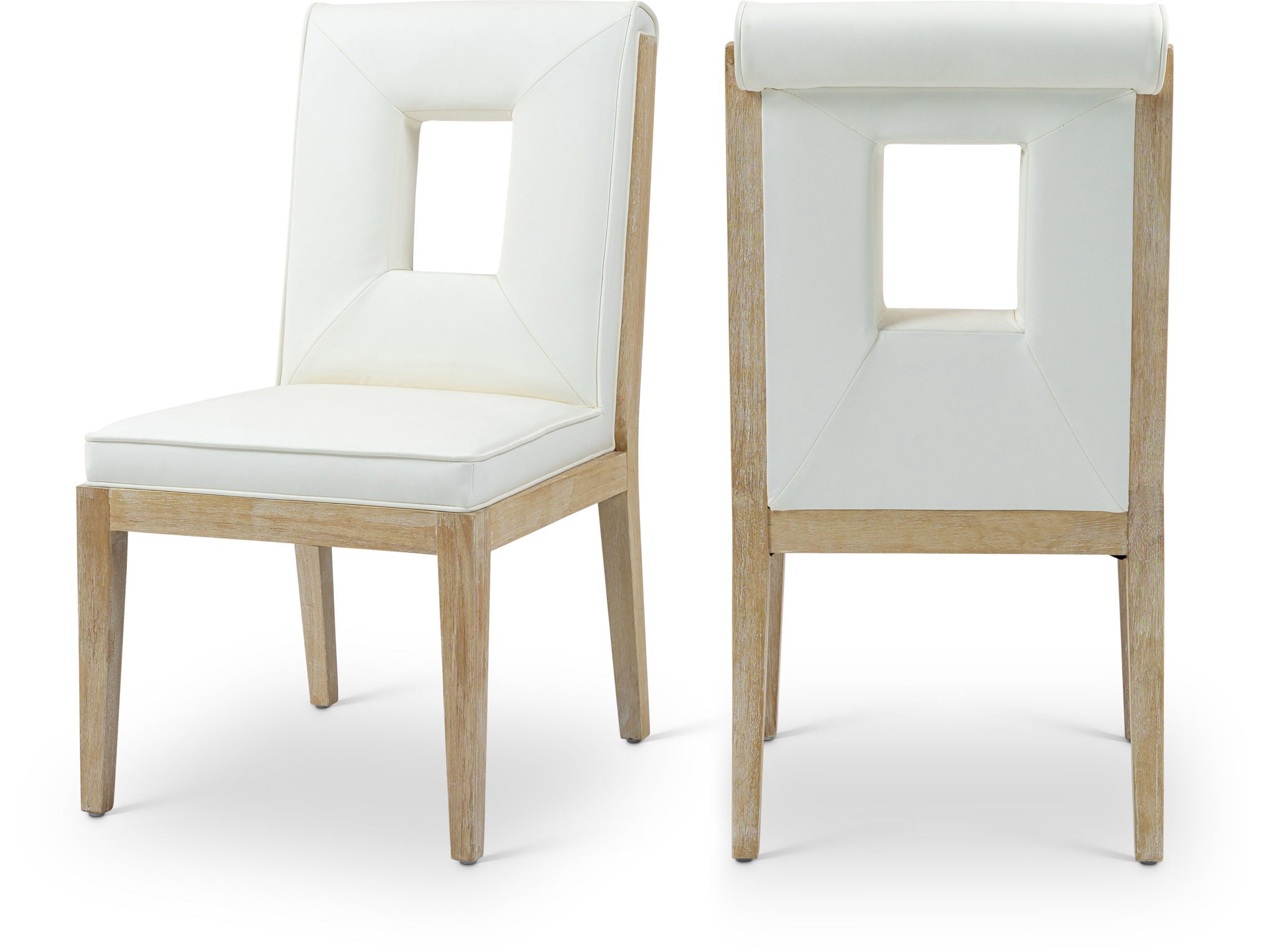 Gwendolyn - Faux Leather Dining Side Chair With Natural Frame (Set of 2)