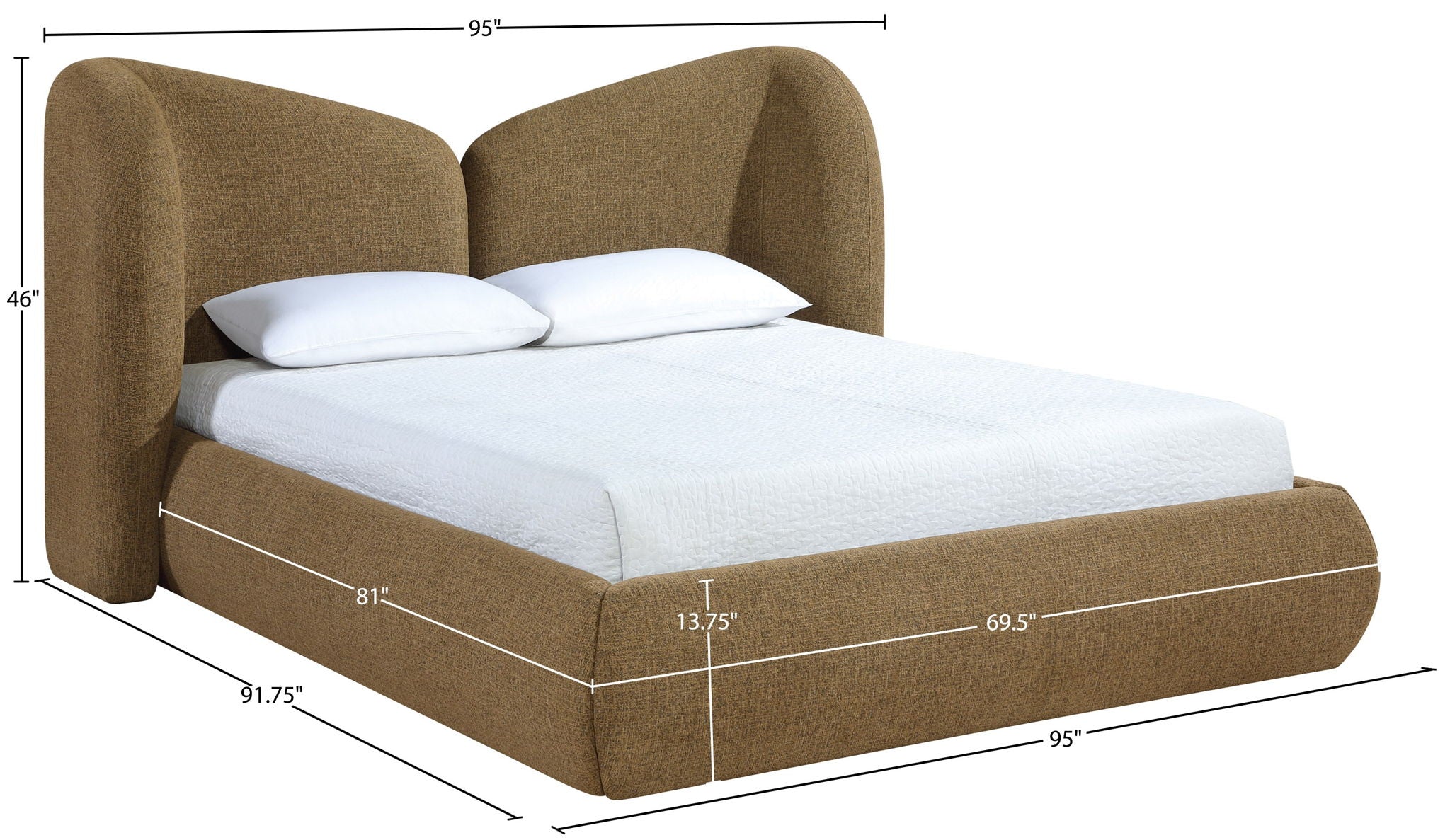 Elowen - Chenille Fabric Upholstered Bed