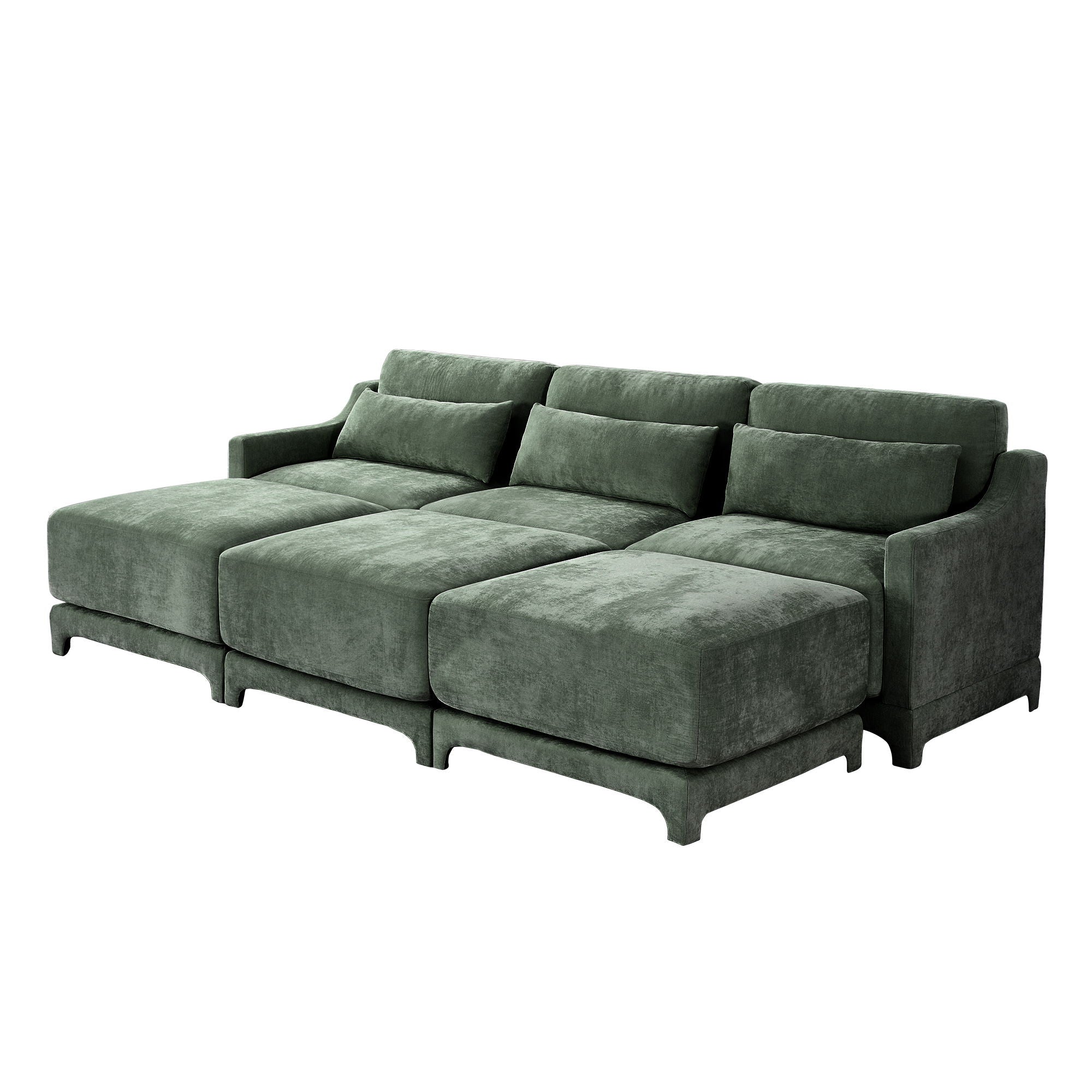 Stylish Sofa With Ottoman And Lumbar Pillows, Ergonomic Design