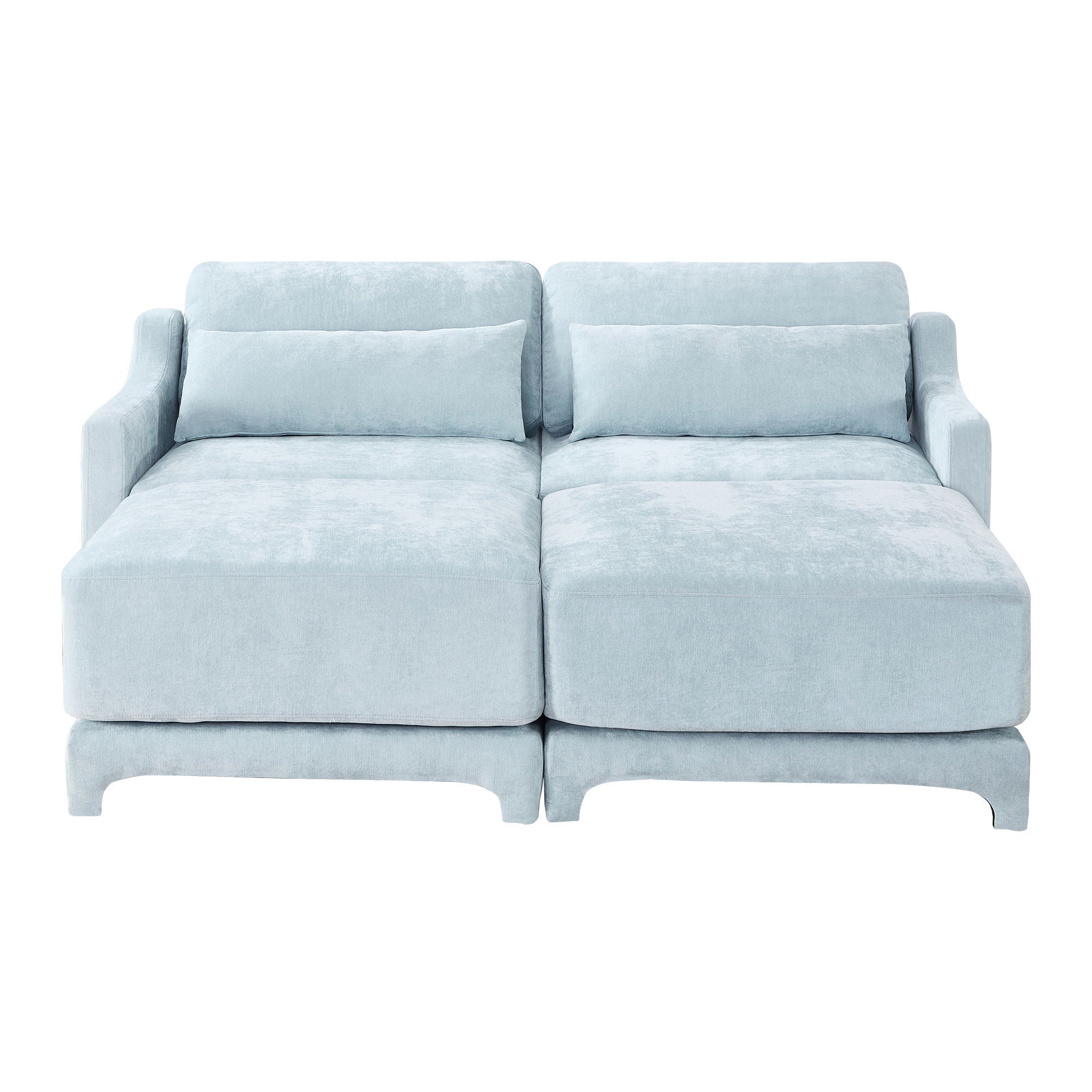 Stylish Sofa With Ottoman And Lumbar Pillows, Ergonomic Design