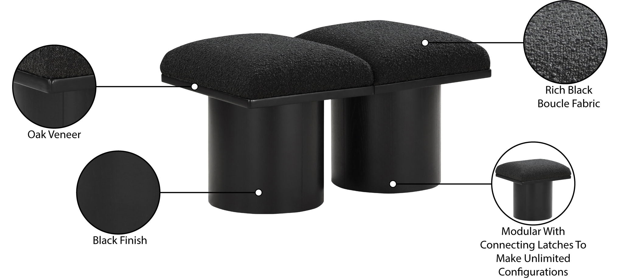 Pavilion - 2 Piece Modular Bench With Black Base