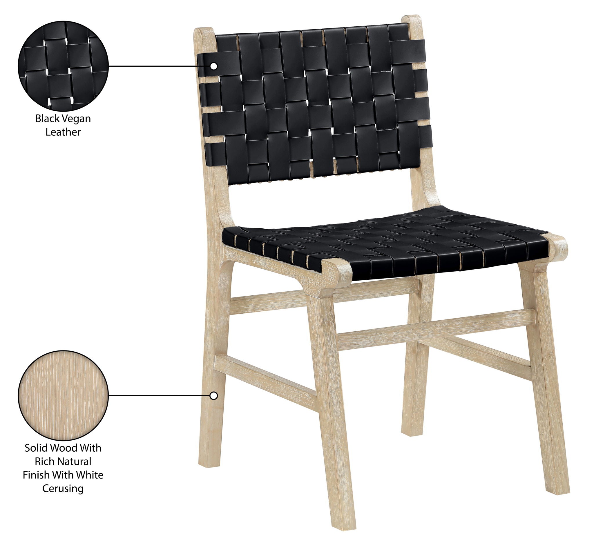 Entwine - Vegan Leather Upholstered Dining Chair - Painted Natural